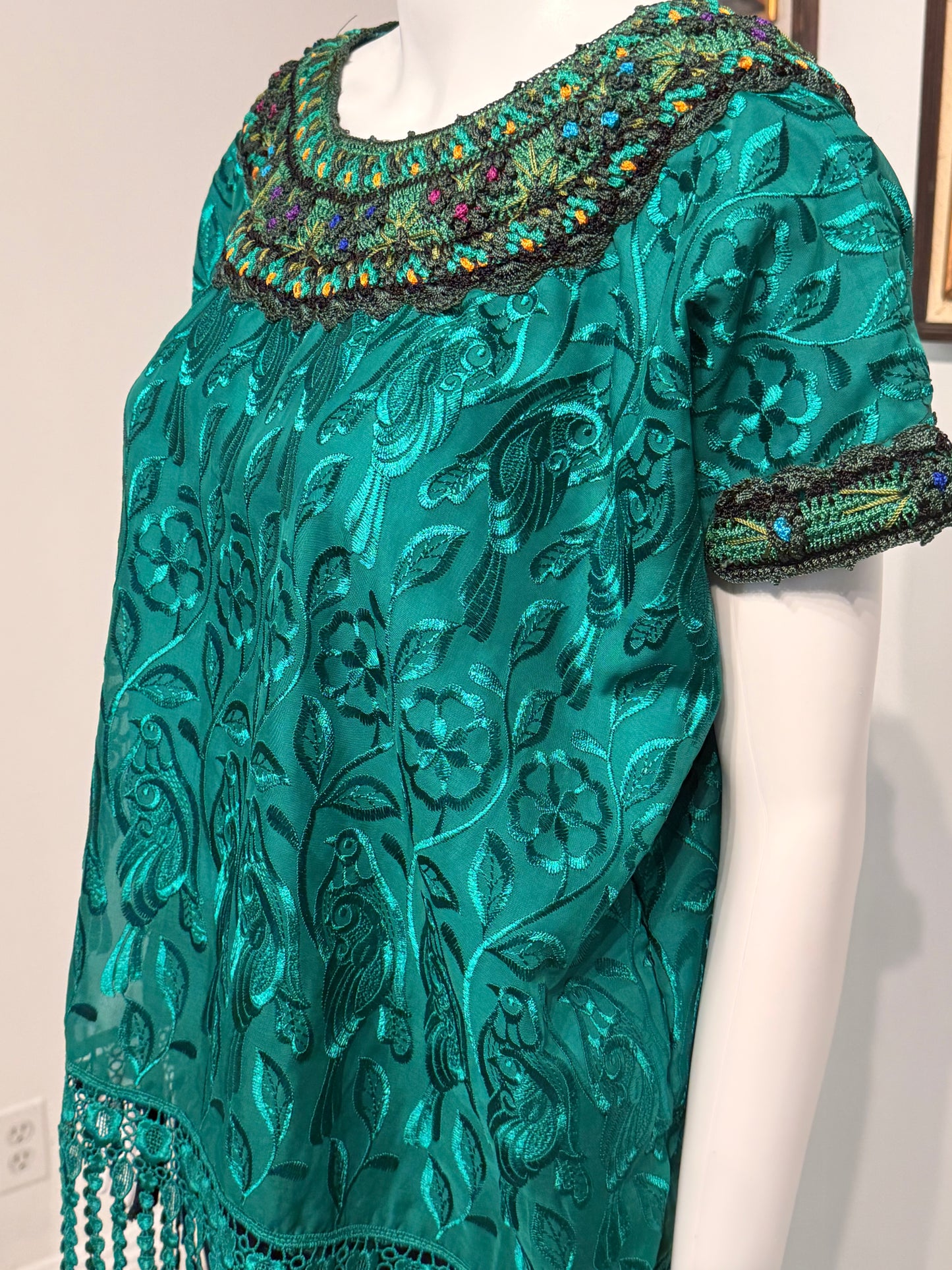 Women's Guatemalan Embroidered Silk Blouse