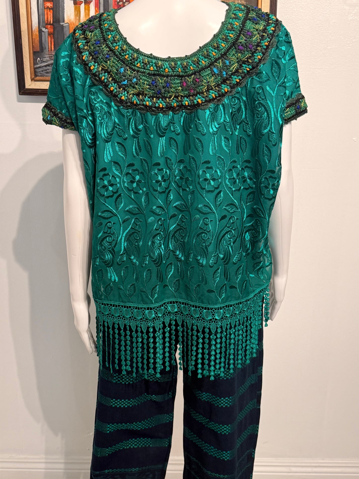 Women's Guatemalan Embroidered Silk Blouse
