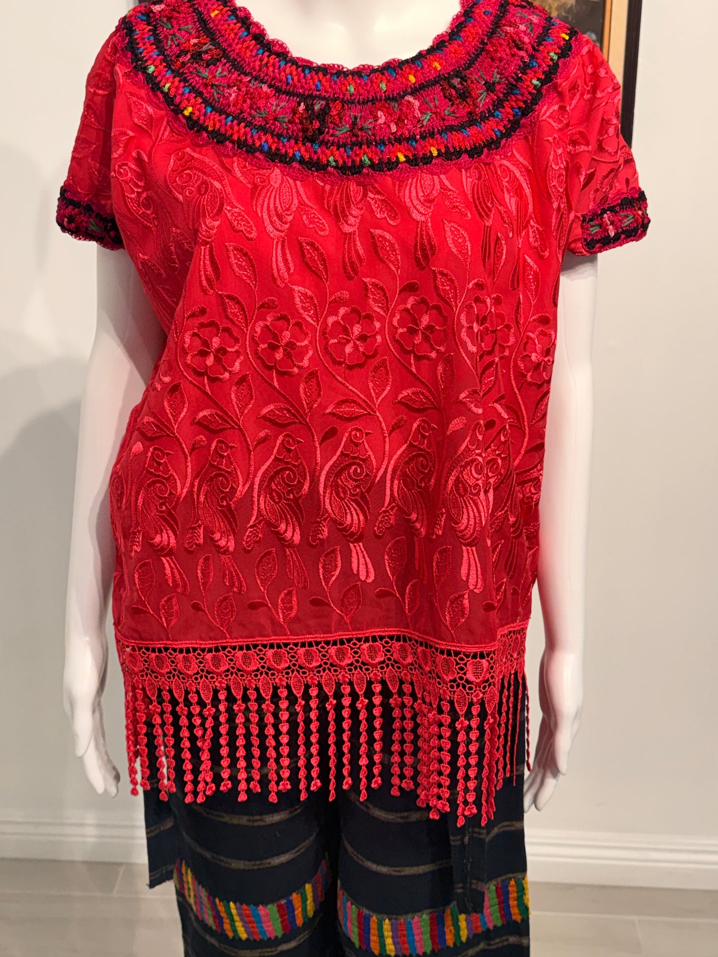 Women's Embroidered Silk Blouse