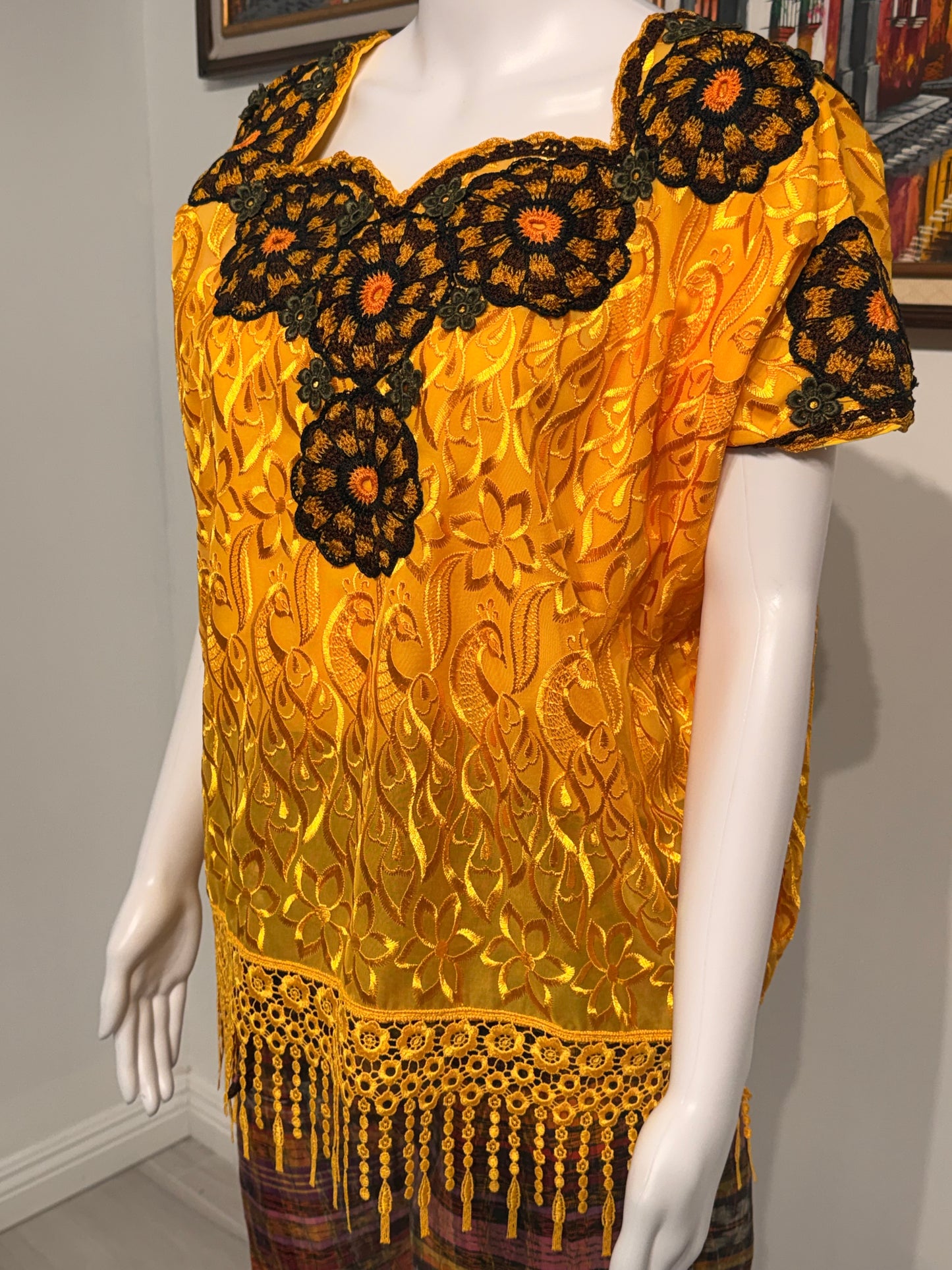 Guatemalan Silk Embroidered Blouse