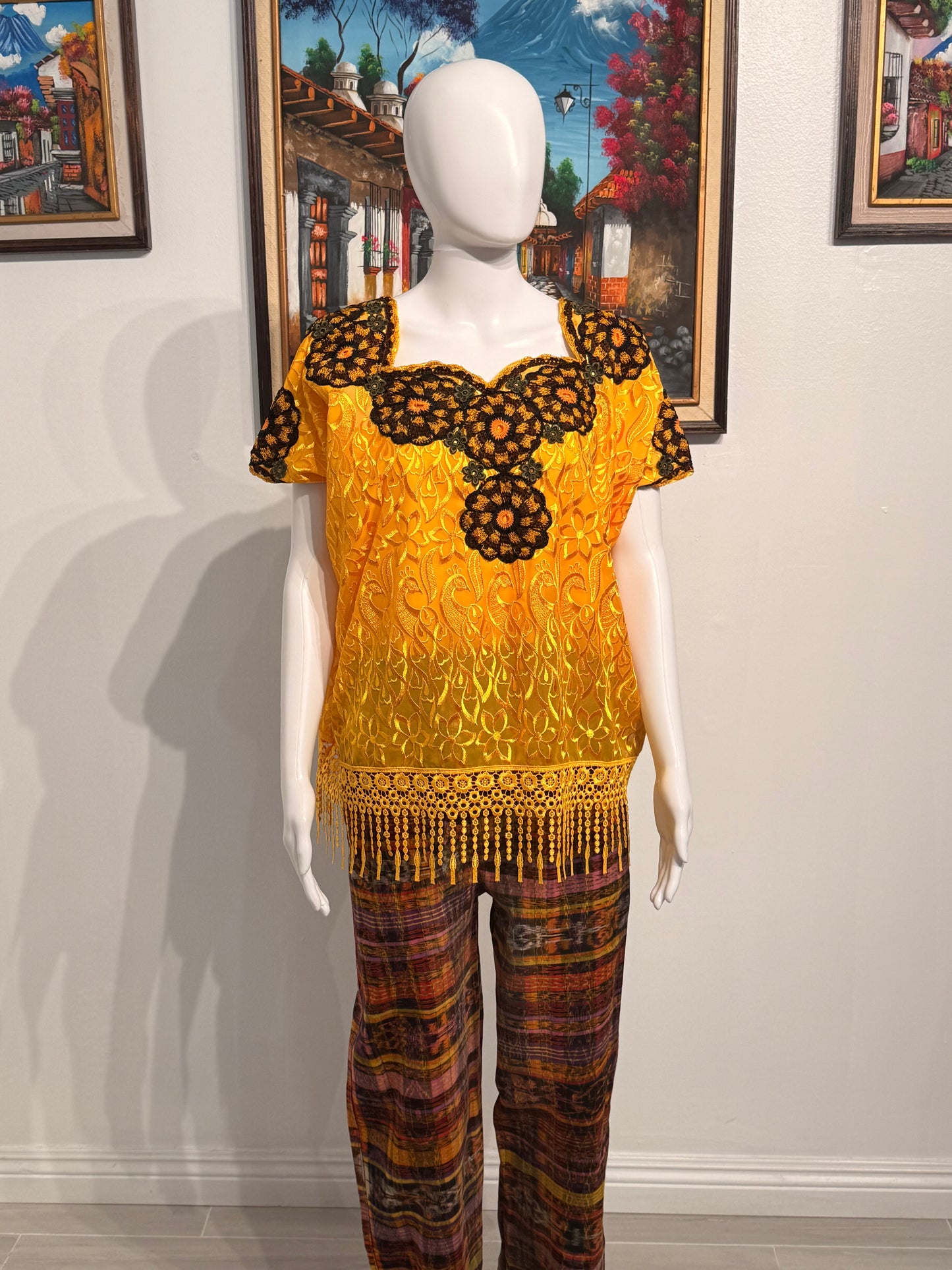 Guatemalan Silk Embroidered Blouse