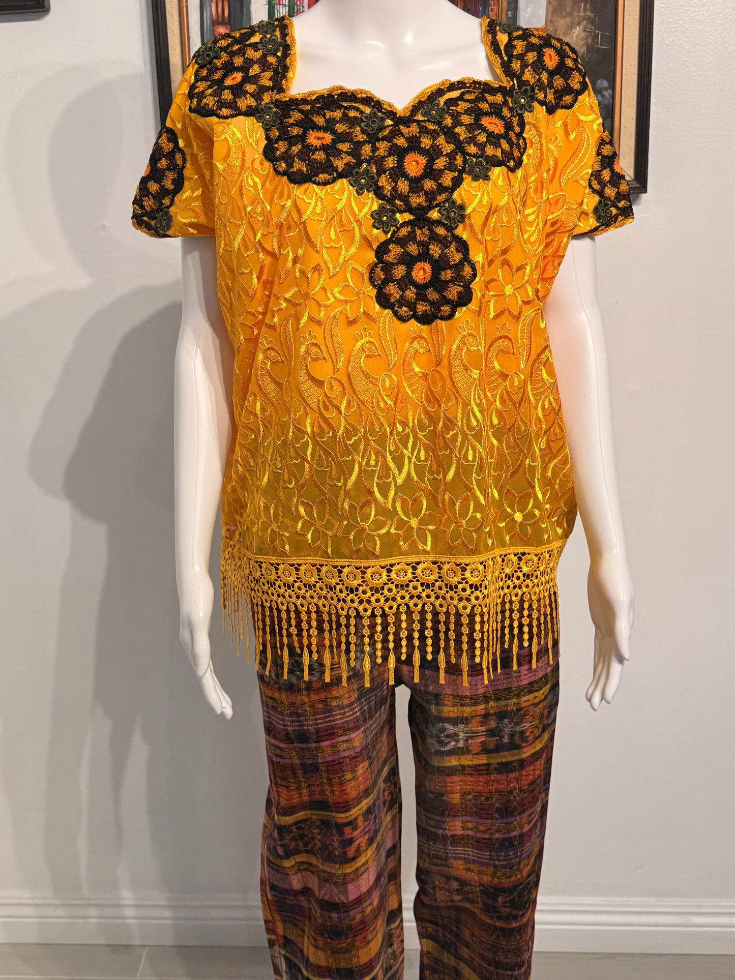 Guatemalan Silk Embroidered Blouse
