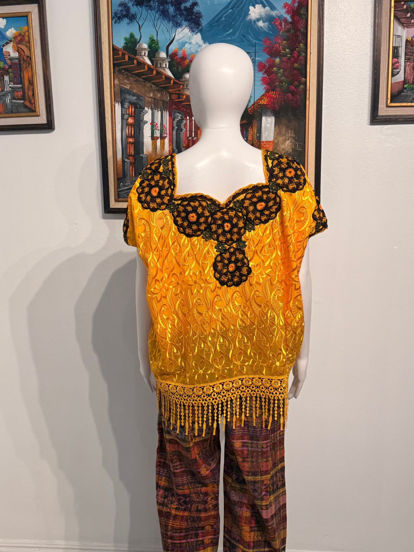 Guatemalan Silk Embroidered Blouse