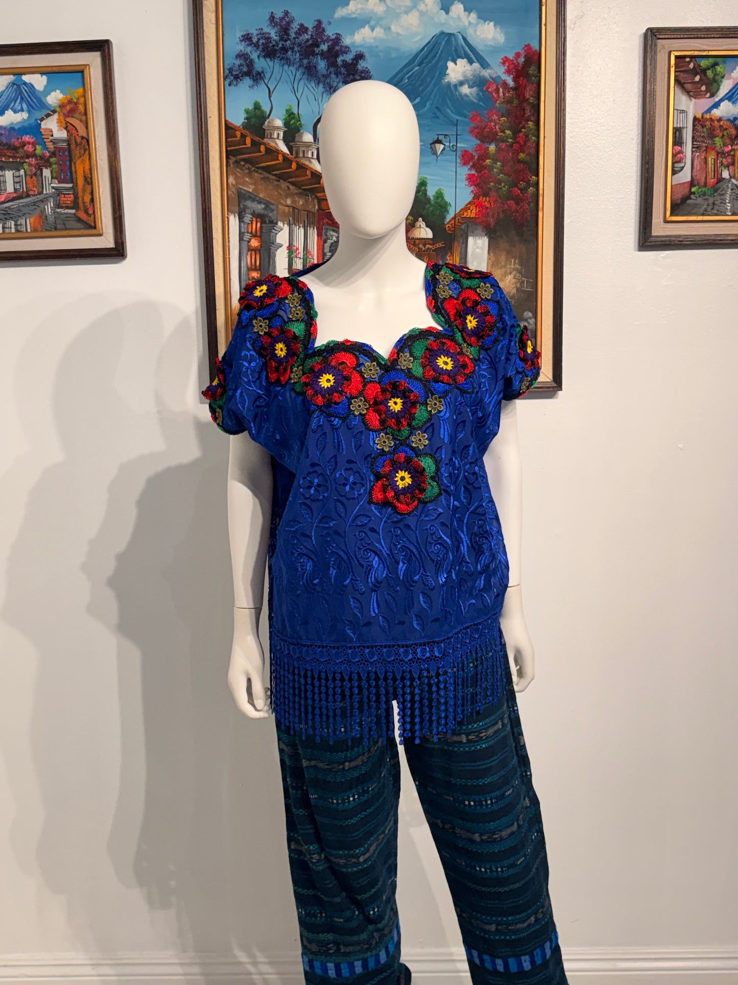 Women's Guatemalan Embroidered Silk Blouse