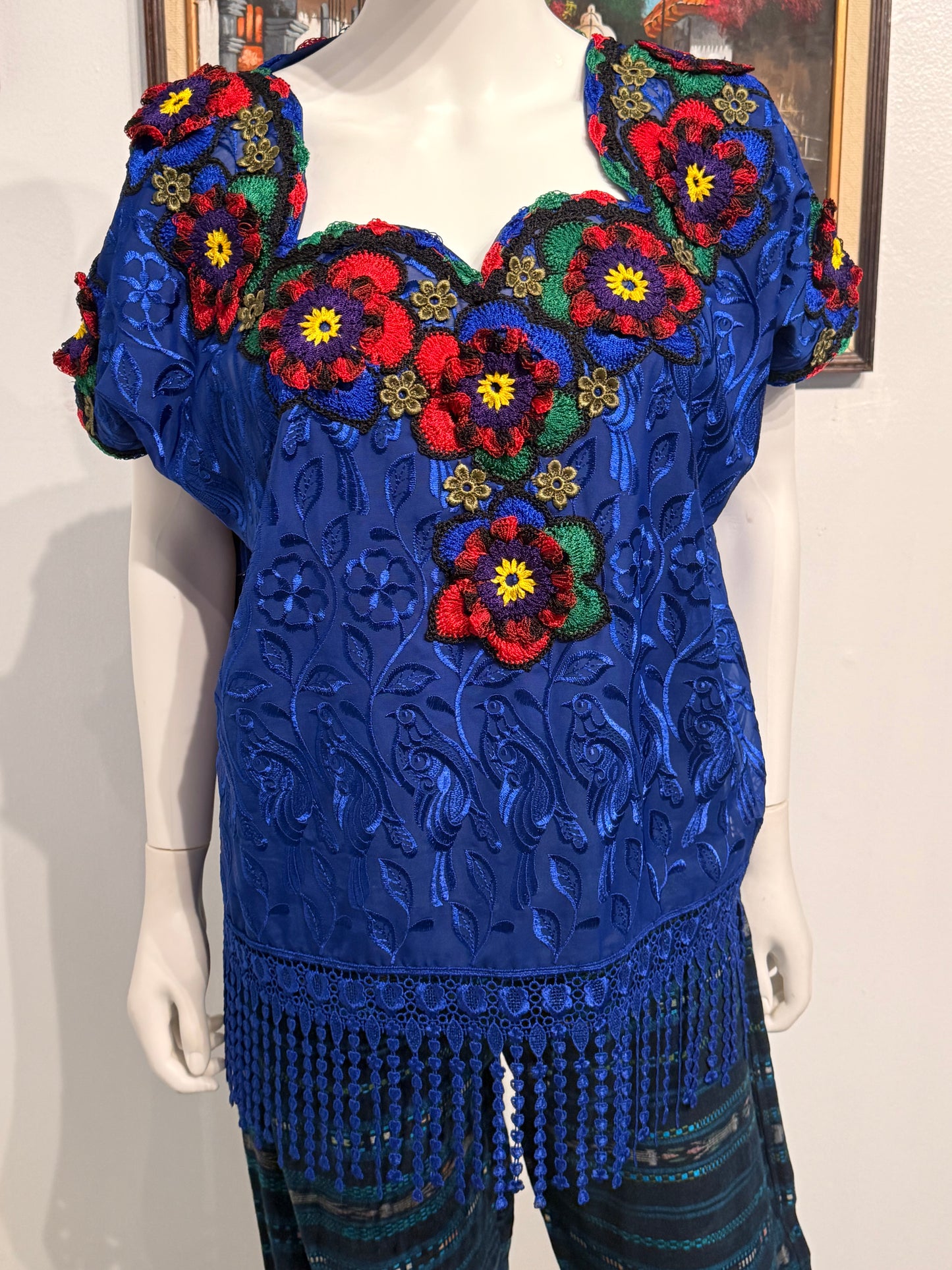 Women's Guatemalan Embroidered Silk Blouse