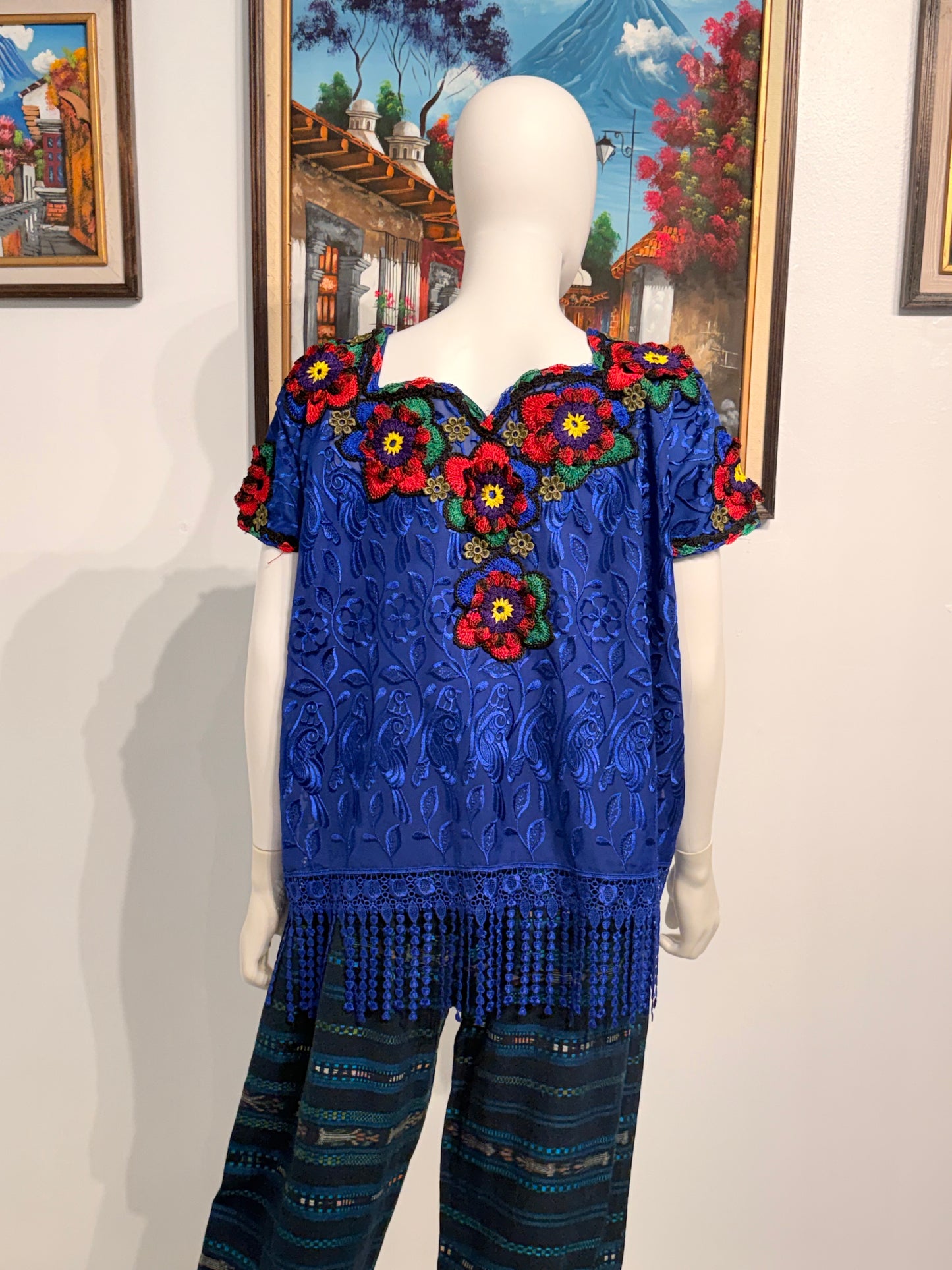 Women's Guatemalan Embroidered Silk Blouse