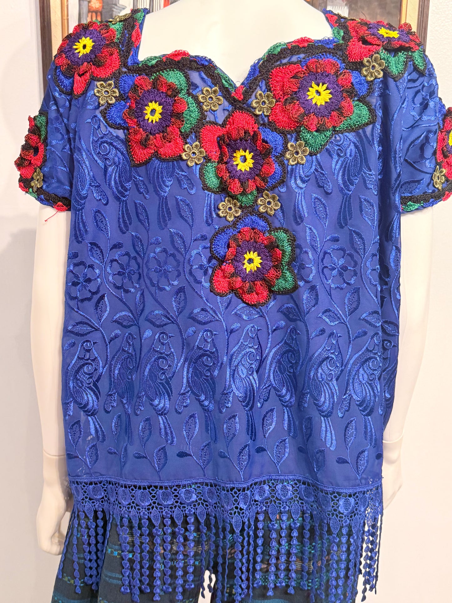 Women's Guatemalan Embroidered Silk Blouse