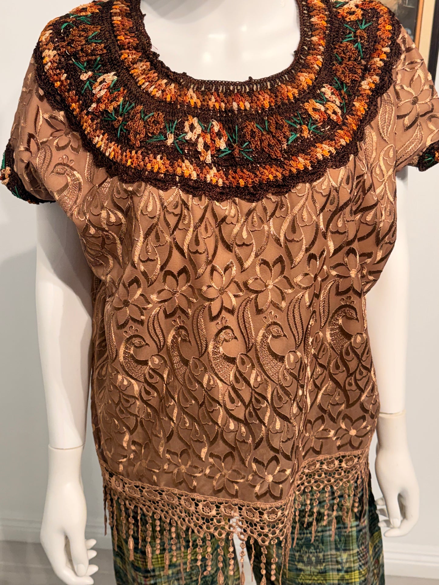 Women's Guatemalan Silk Embroidered Blouse