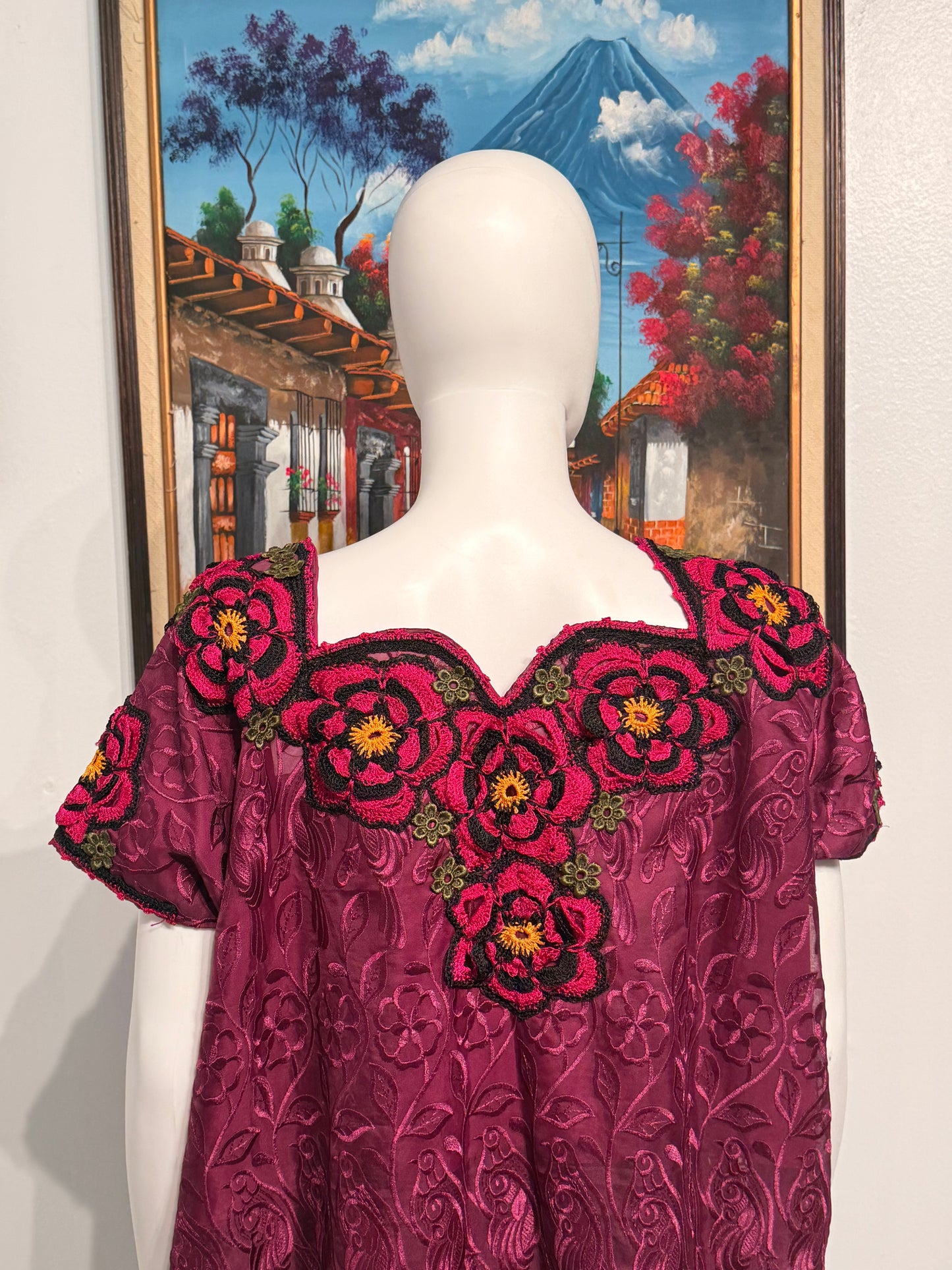 Women's Guatemalan Embroidered Silk Blouse