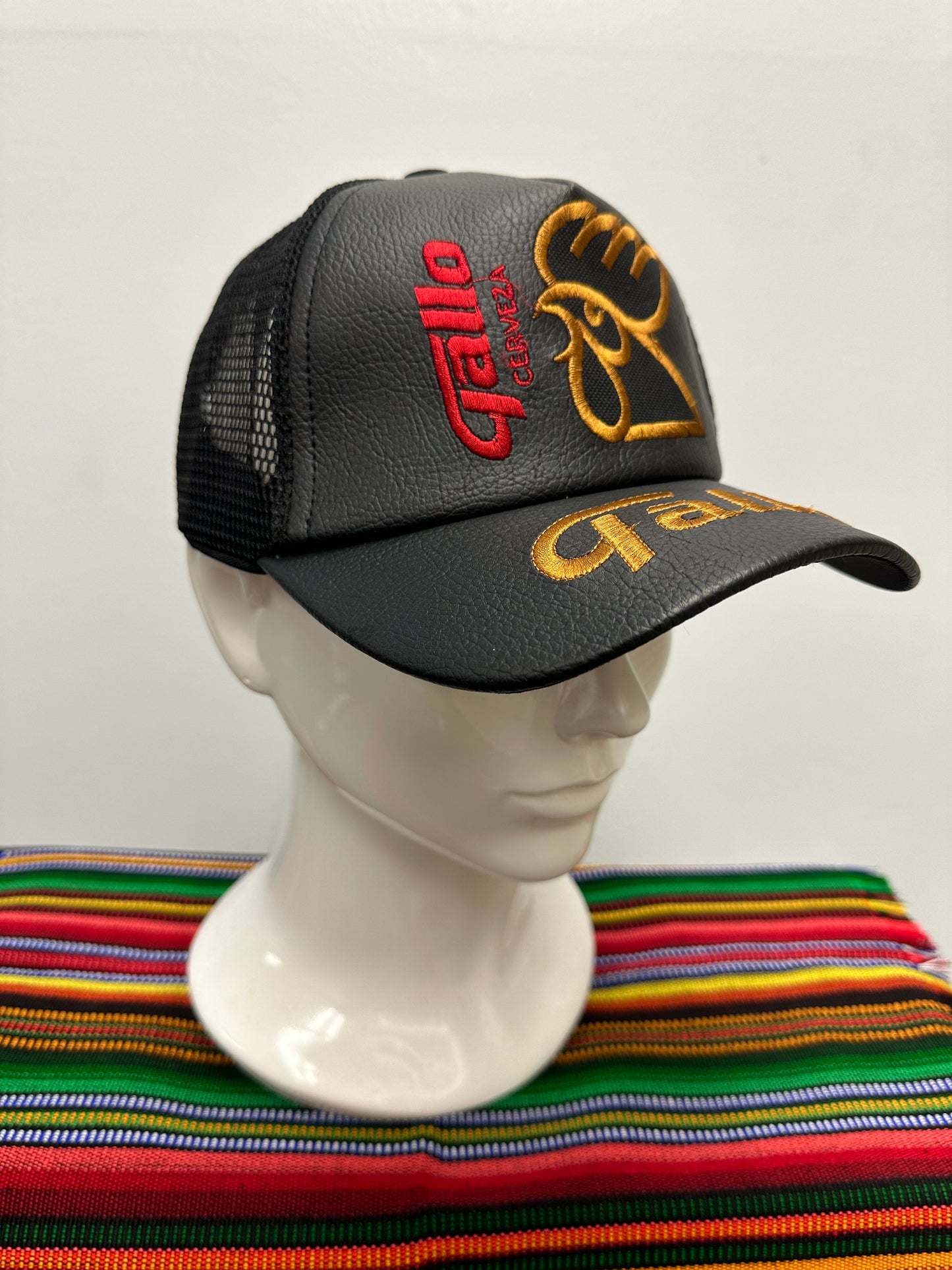 Guatemalan Black Gallo Hat with Gold Letters