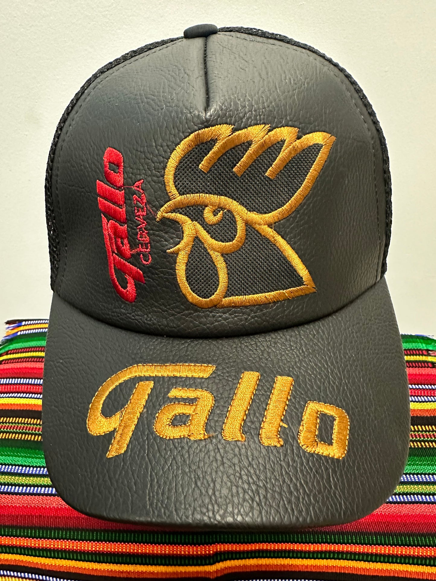 Guatemalan Black Gallo Hat with Gold Letters