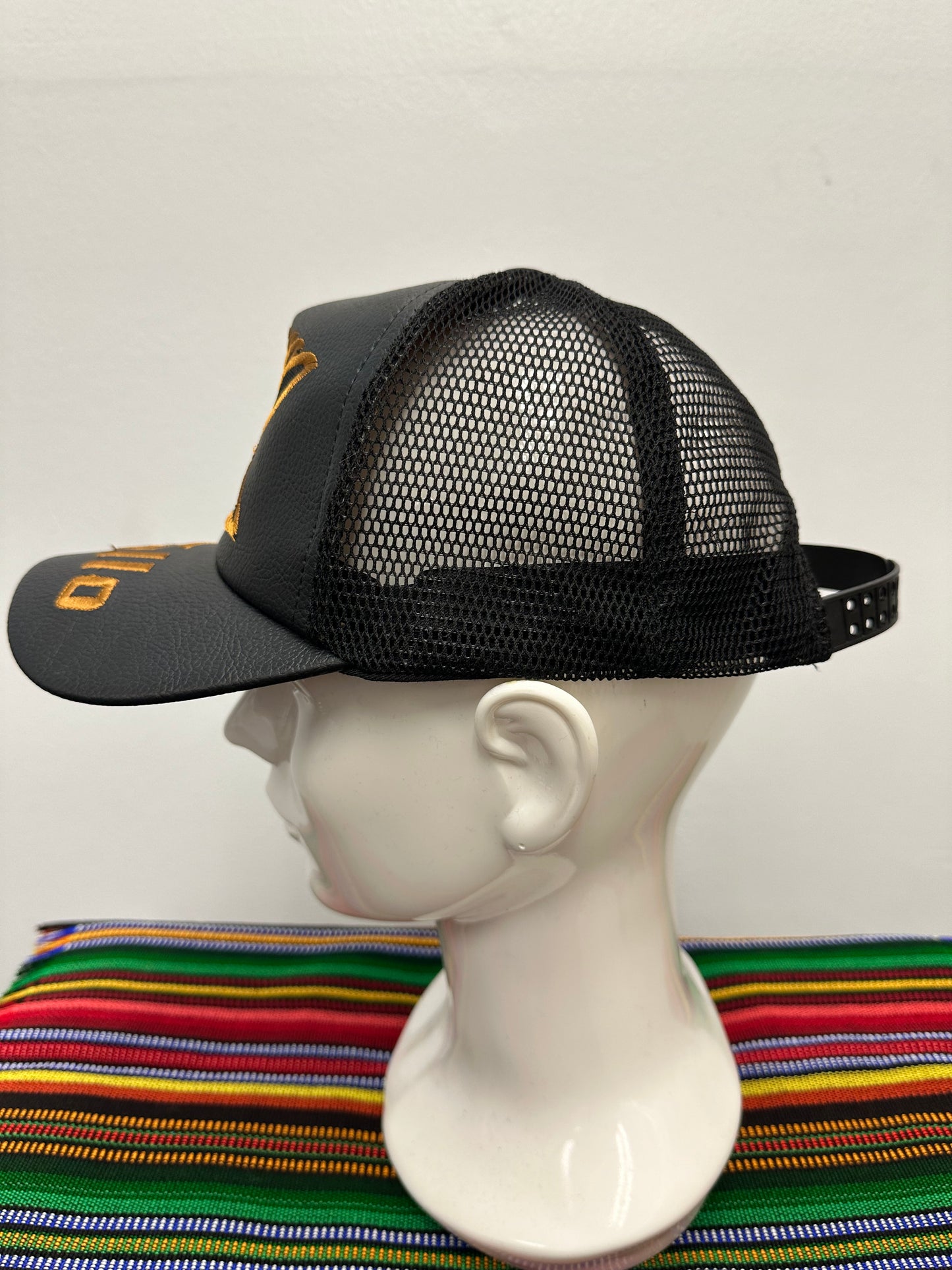 Guatemalan Black Gallo Hat with Gold Letters