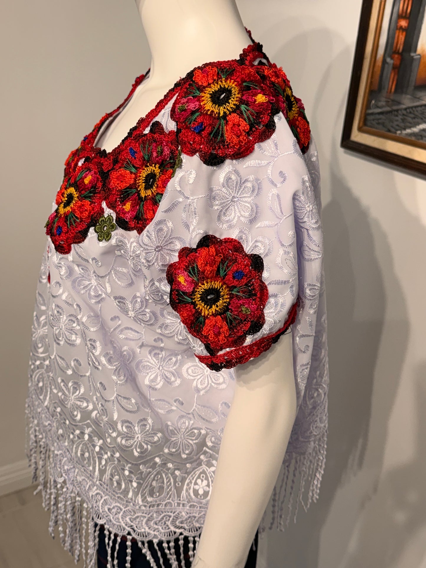 Women's Guatemalan Embroidered Silk Blouse