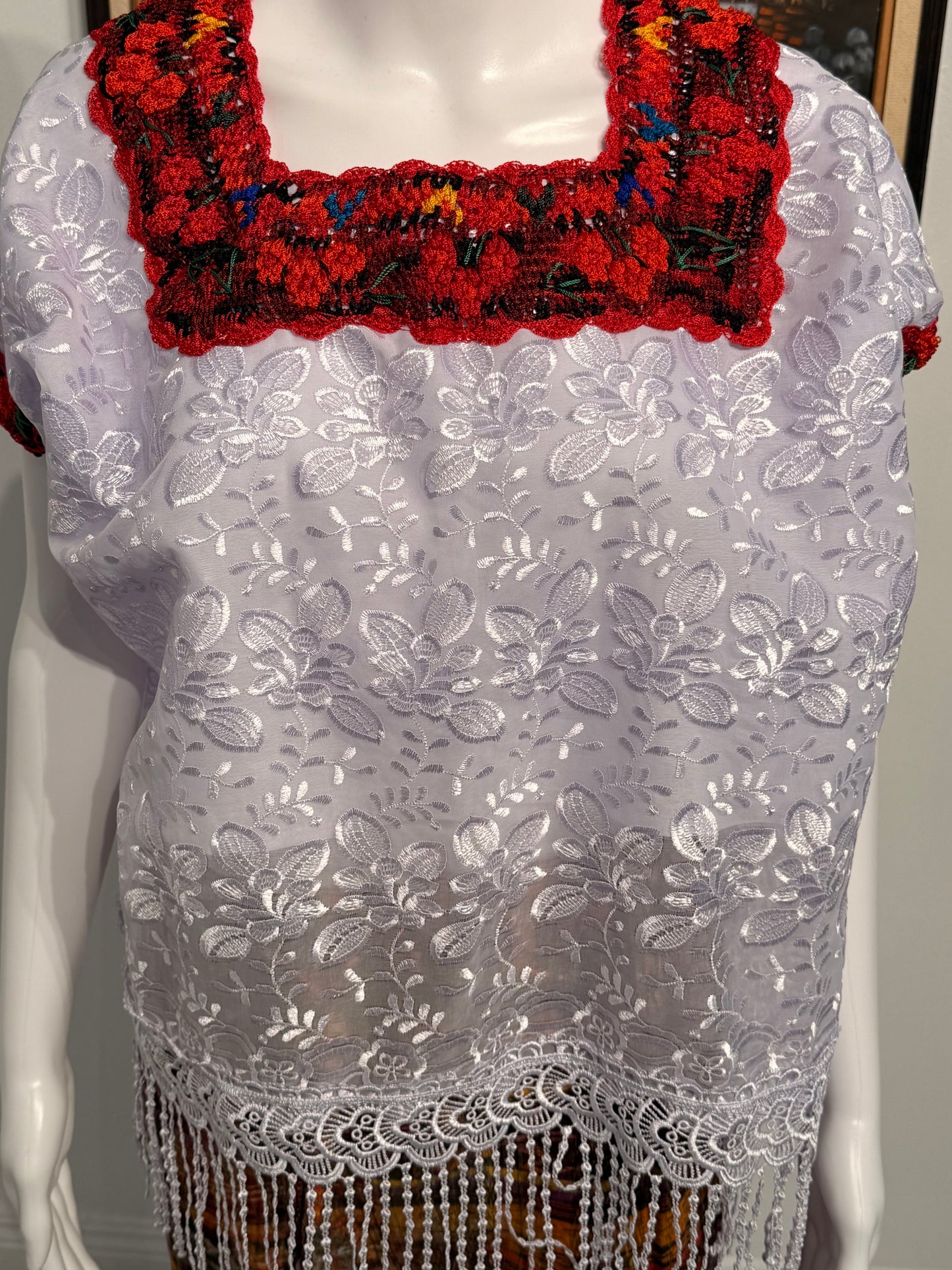 Women's Guatemalan Embroidered Silk Blouse