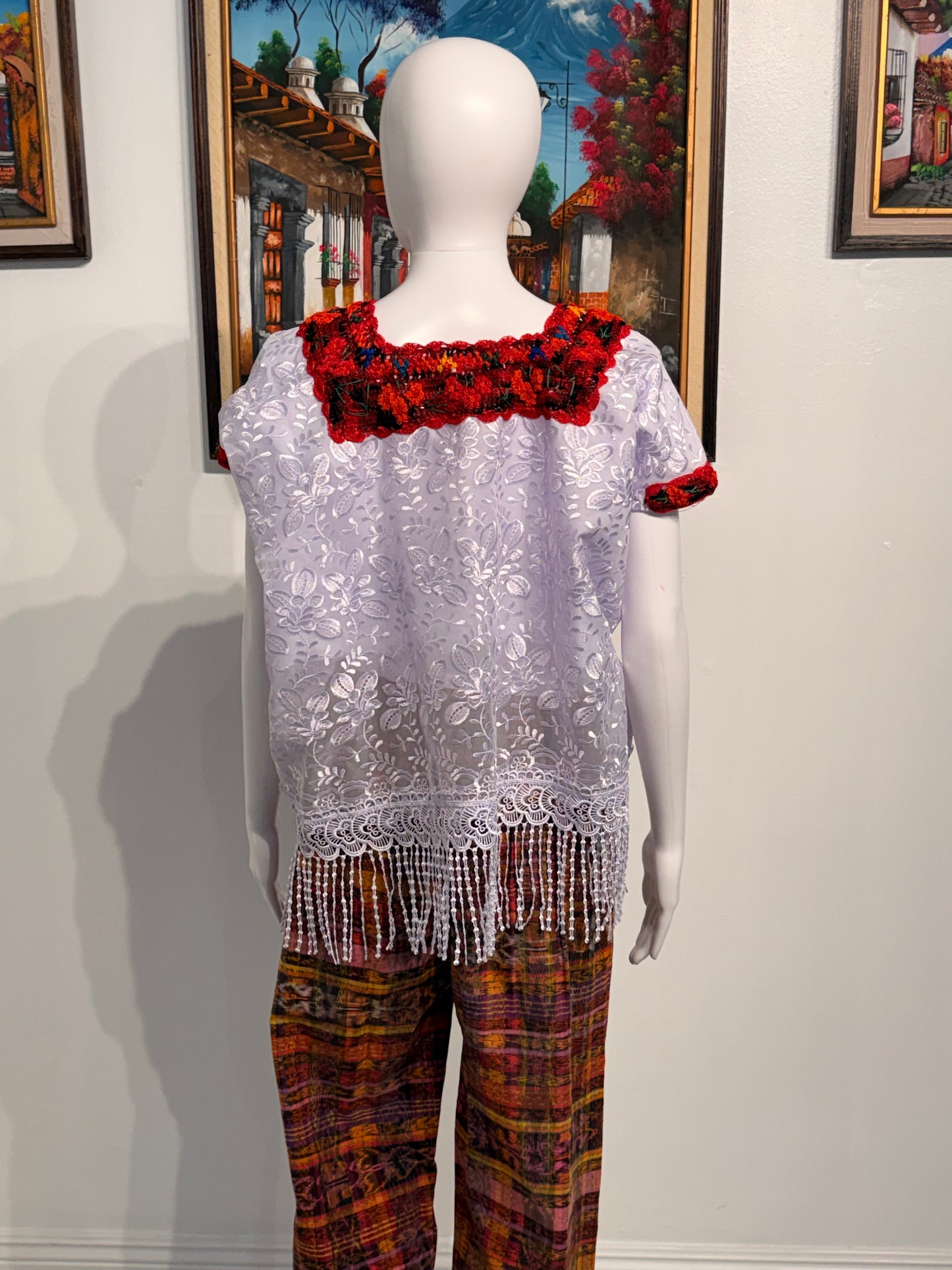 Women's Guatemalan Embroidered Silk Blouse