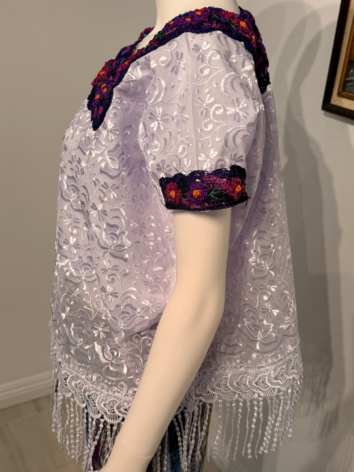 Women's Guatemalan Embroidered Silk Blouse