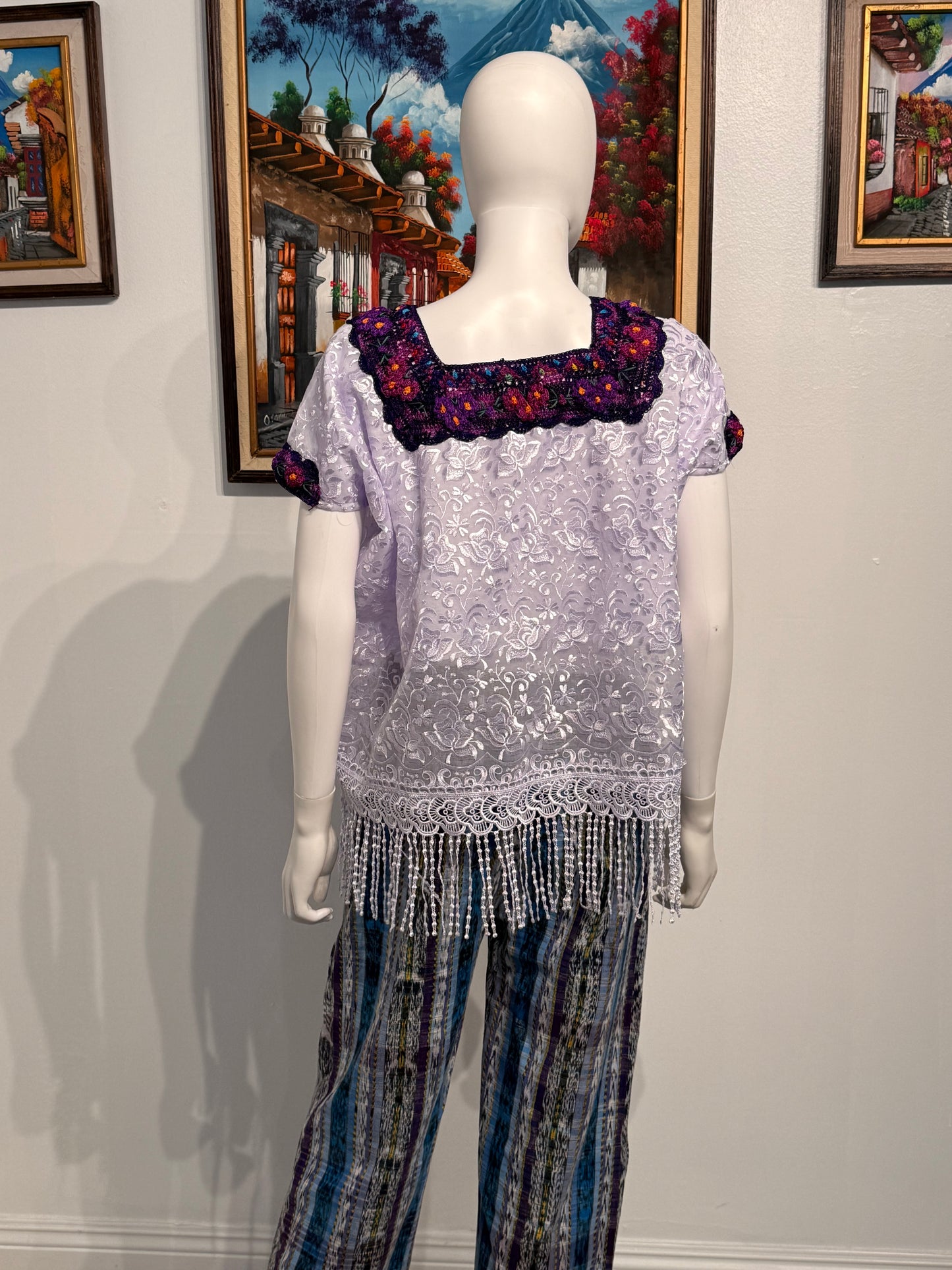 Women's Guatemalan Embroidered Silk Blouse