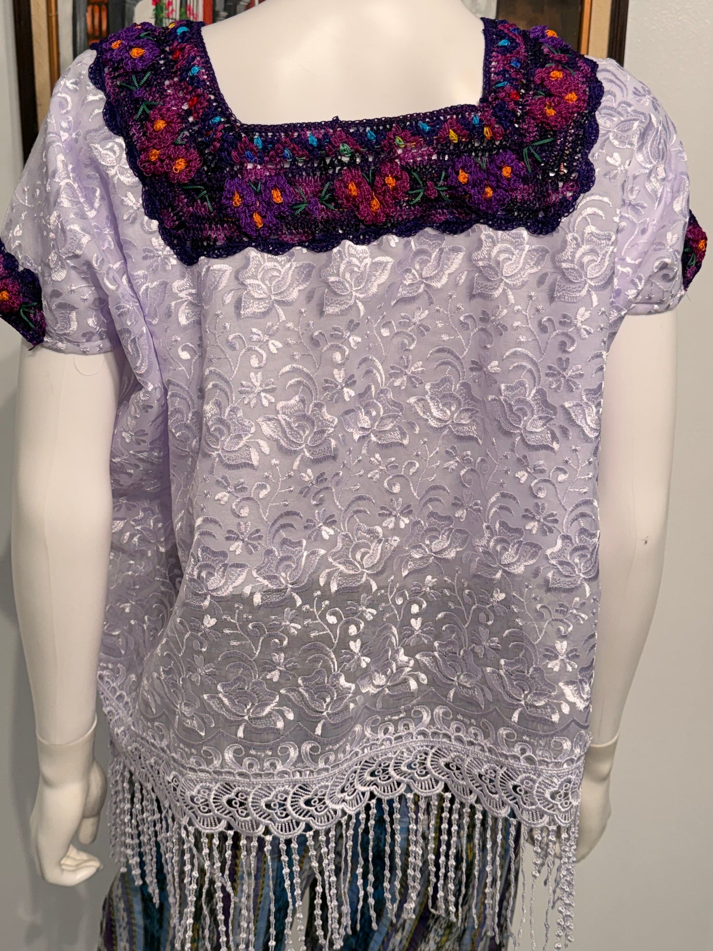 Women's Guatemalan Embroidered Silk Blouse