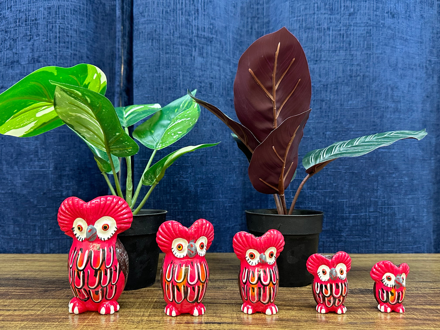 Guatemala Hand Painted Family Owl Set