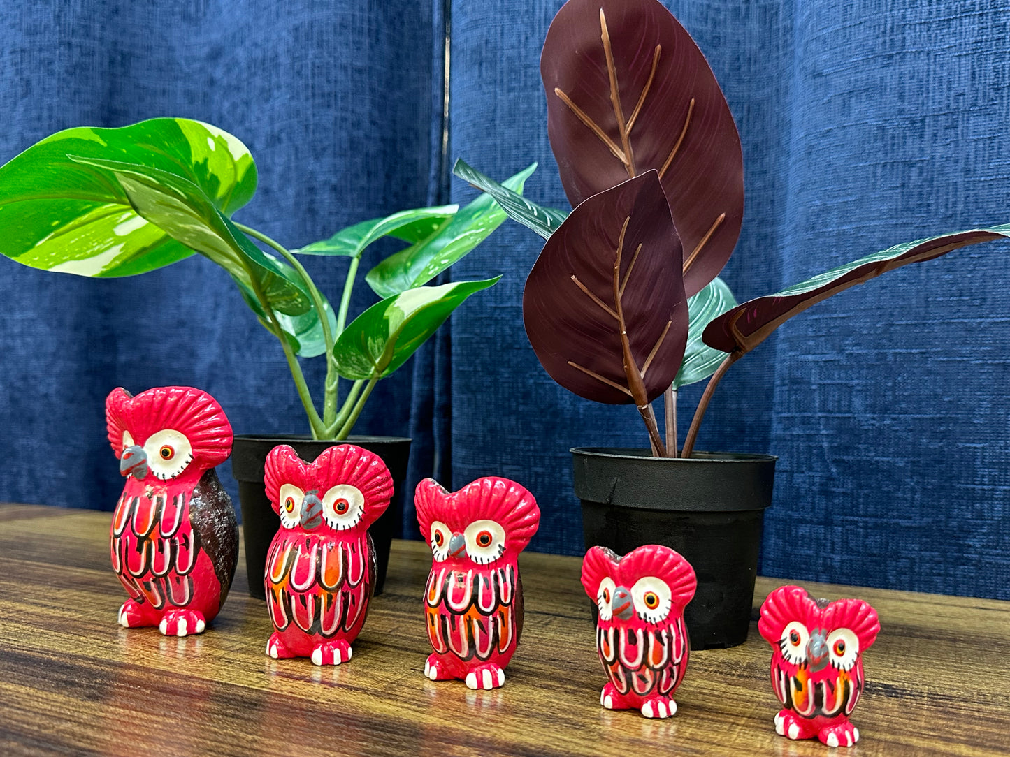 Guatemala Hand Painted Family Owl Set