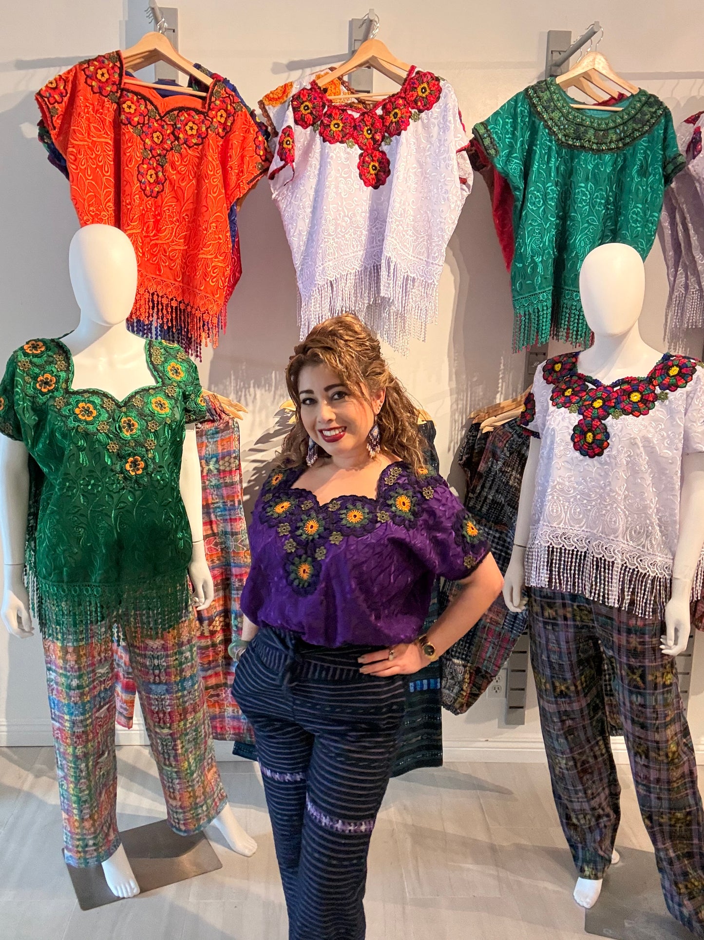 Women's Guatemalan Embroidered Silk Blouse