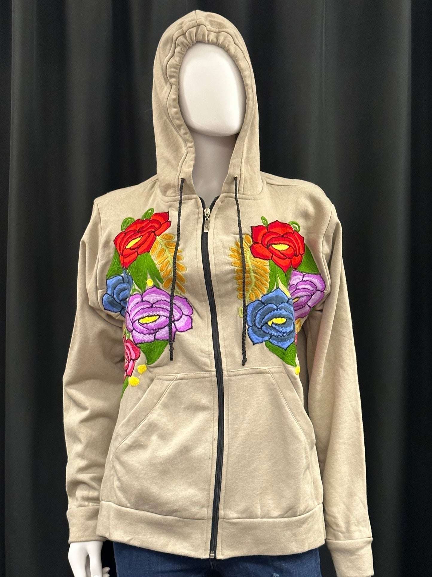 Women's Mexican Floral Embroidered Hooded Jacket