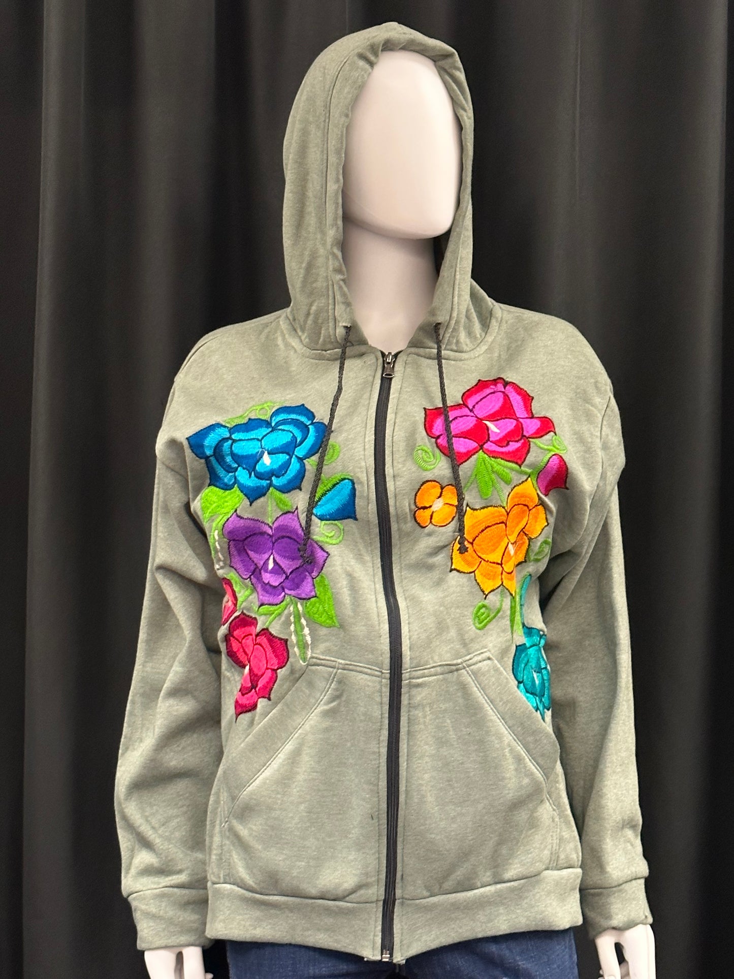 Women's Mexican Floral Embroidered Hooded Jacket