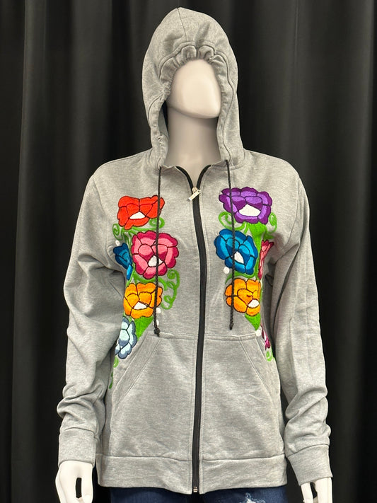 Women's Mexican Floral Embroidered Hooded Jacket