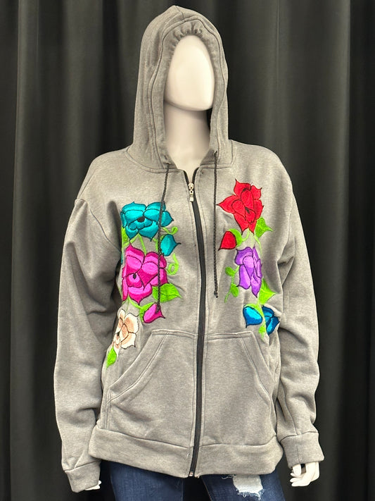 Women's Mexican Floral Embroidered Hooded Jacket