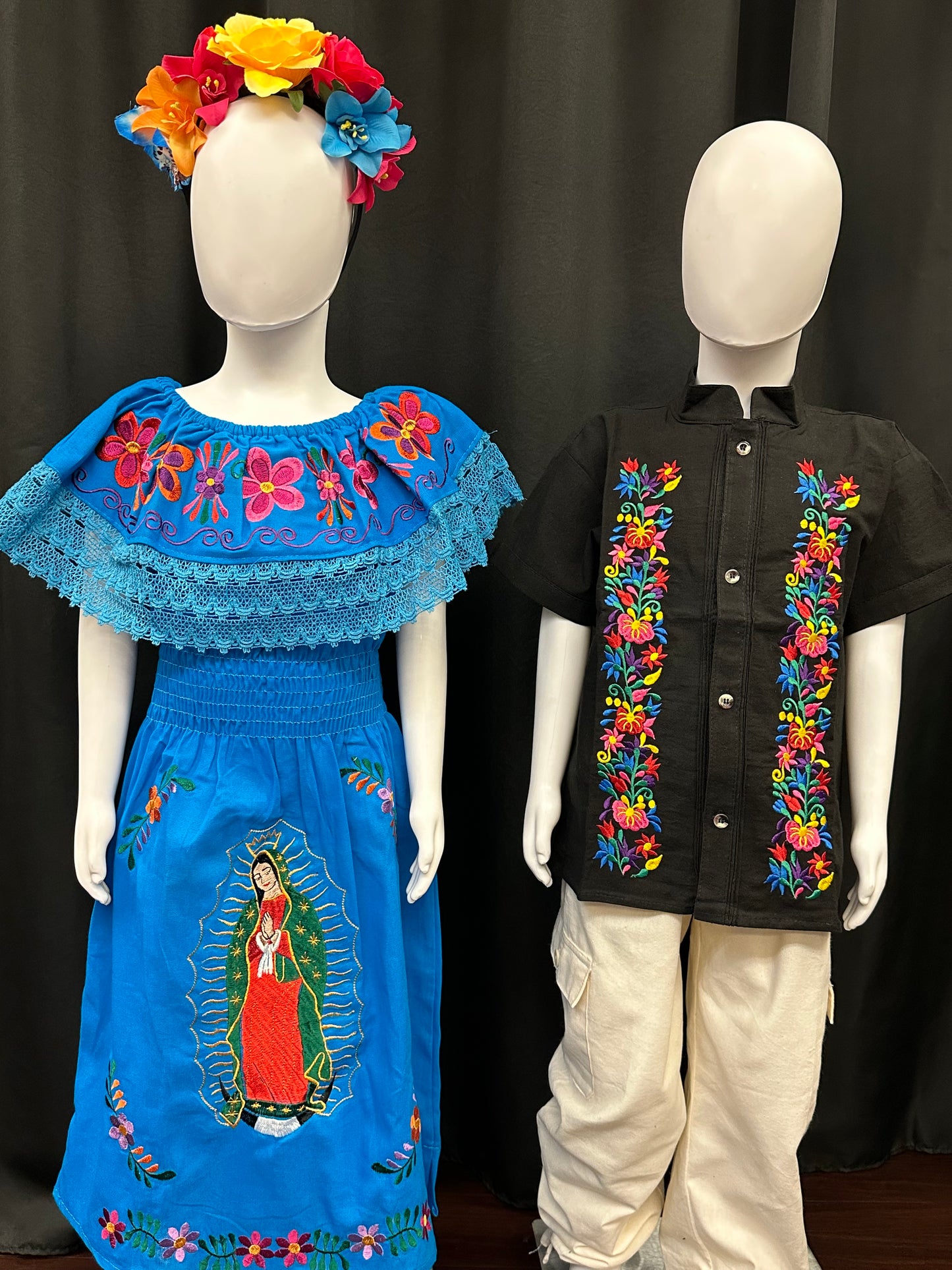 Girl's Mexican Virgen de Guadalupe Embroidered Dress