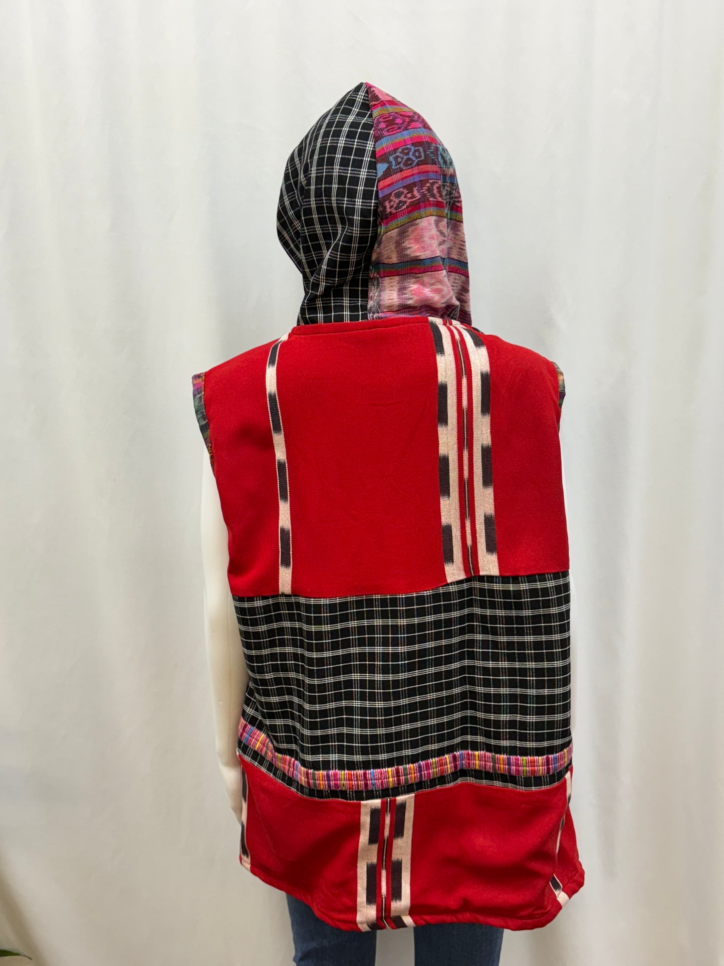 Women's Hand Woven Hoodie Patchwork Guatemalan Vest