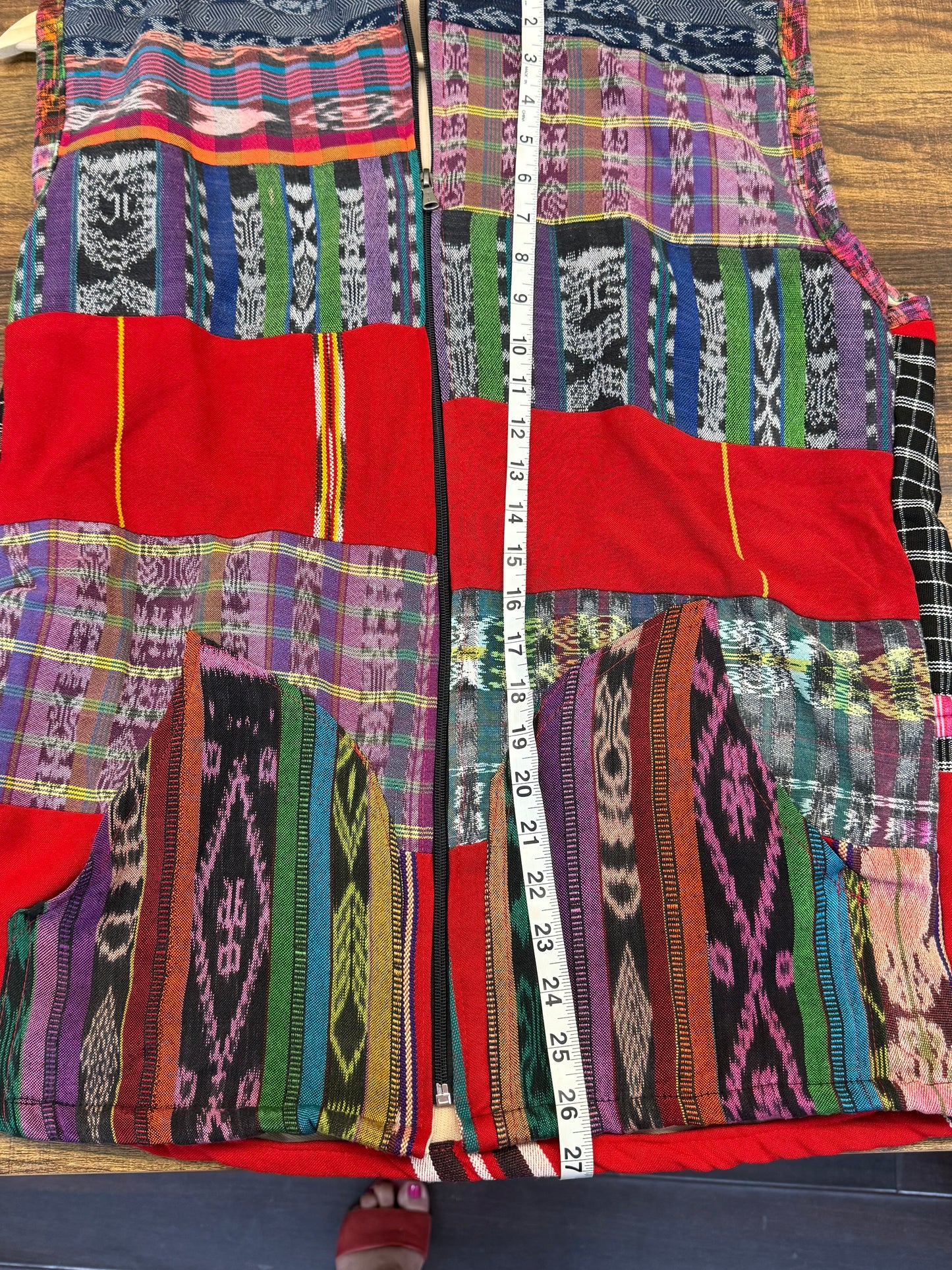 Men's Hand Woven Hoodie Patchwork Guatemalan Vest