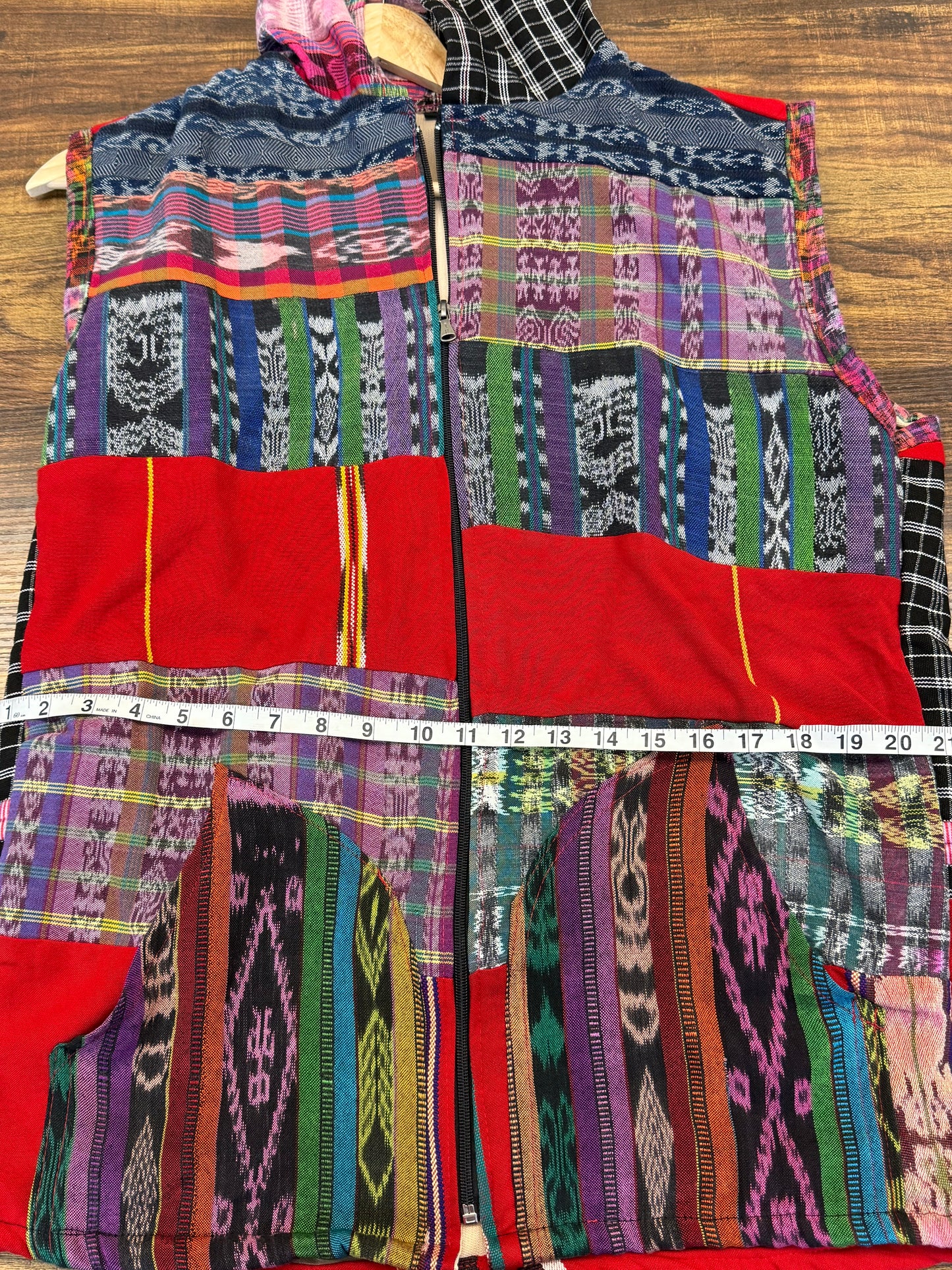 Men's Hand Woven Hoodie Patchwork Guatemalan Vest