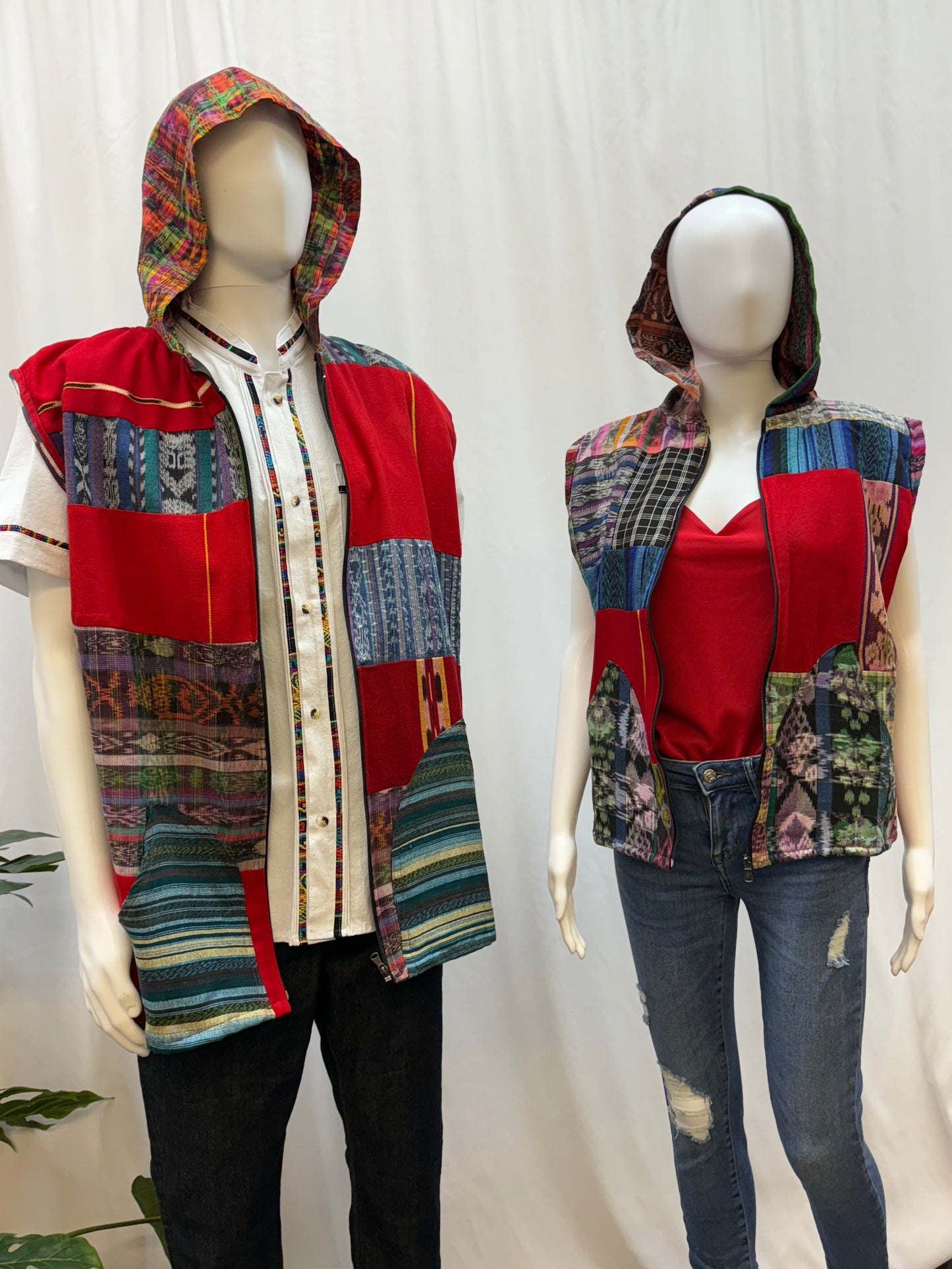 Women's Hand Woven Hoodie Patchwork Guatemalan Vest