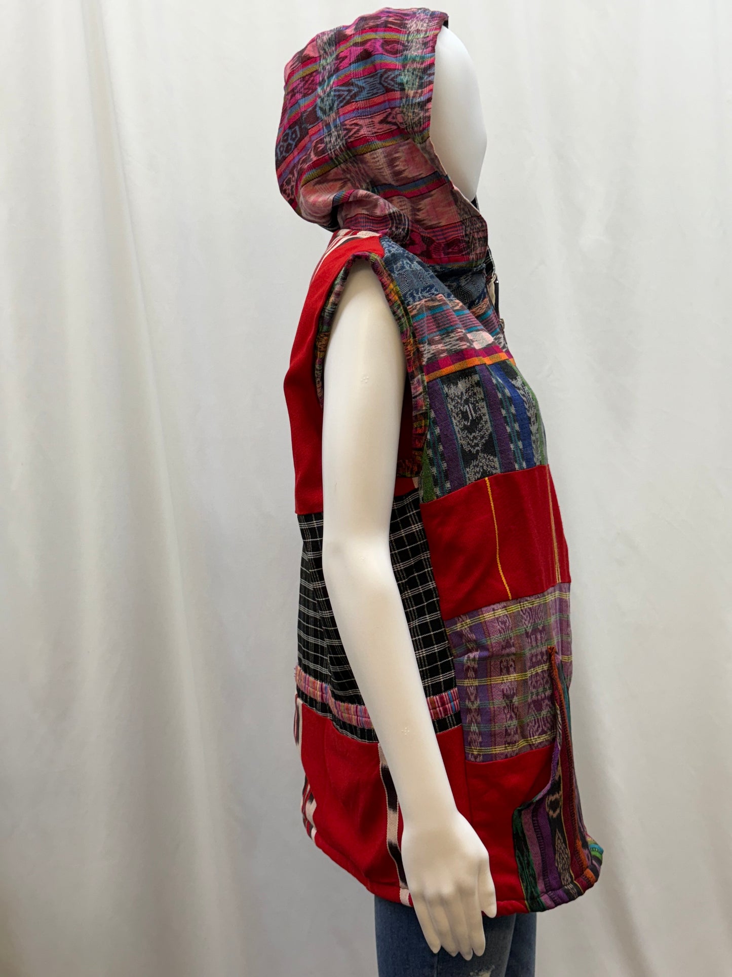 Women's Hand Woven Hoodie Patchwork Guatemalan Vest