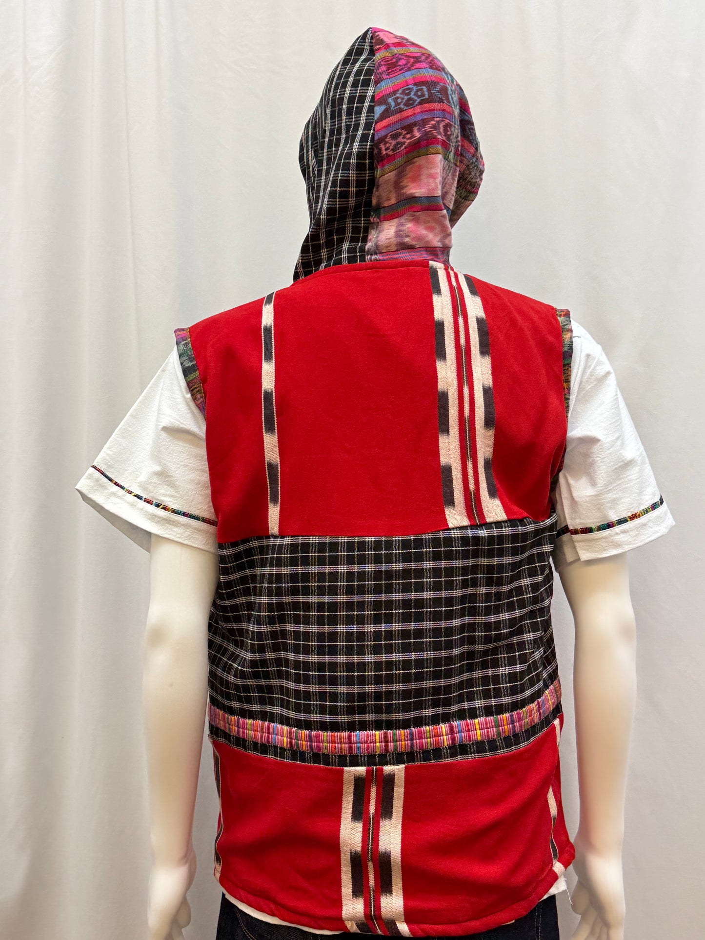 Men's Hand Woven Hoodie Patchwork Guatemalan Vest