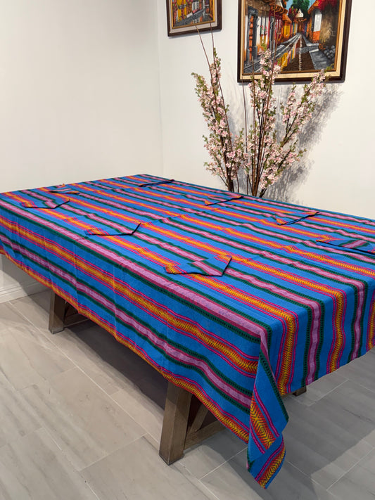 Handwoven Guatemalan Table Cover with Napkins