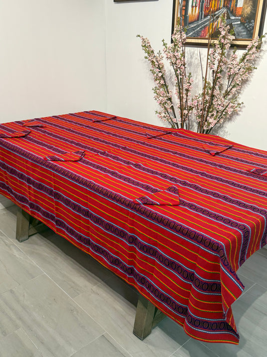 Handwoven Guatemalan Table Cover with Napkins