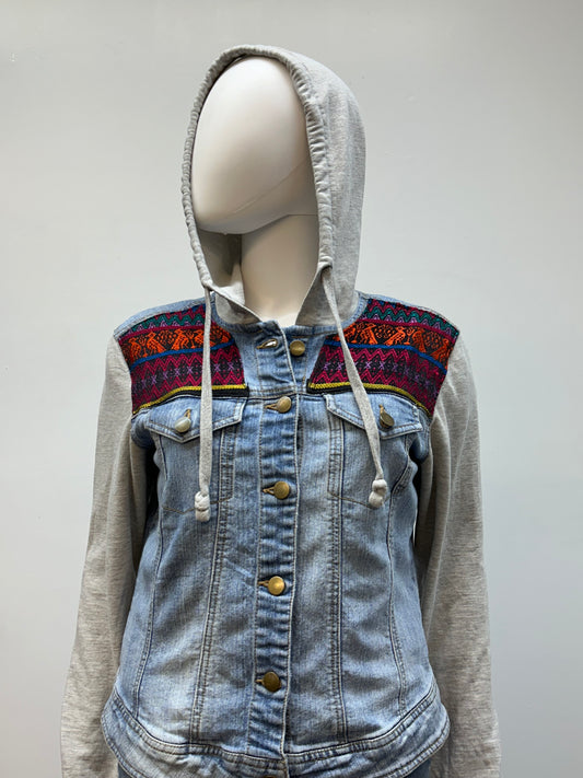 Women's Guatemalan Jean Jacket with Huipil Patchwork