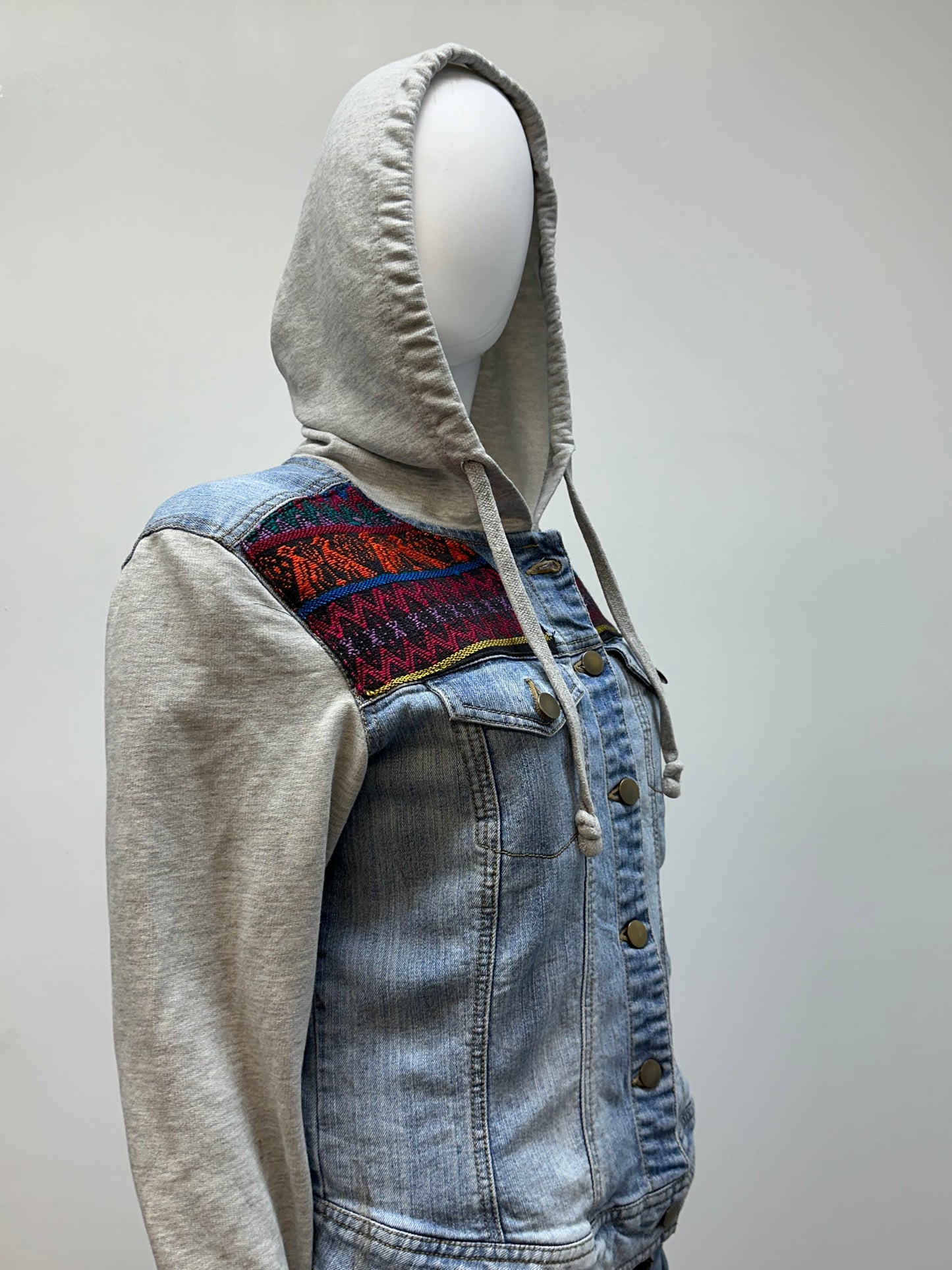 Women's Guatemalan Jean Jacket with Huipil Patchwork