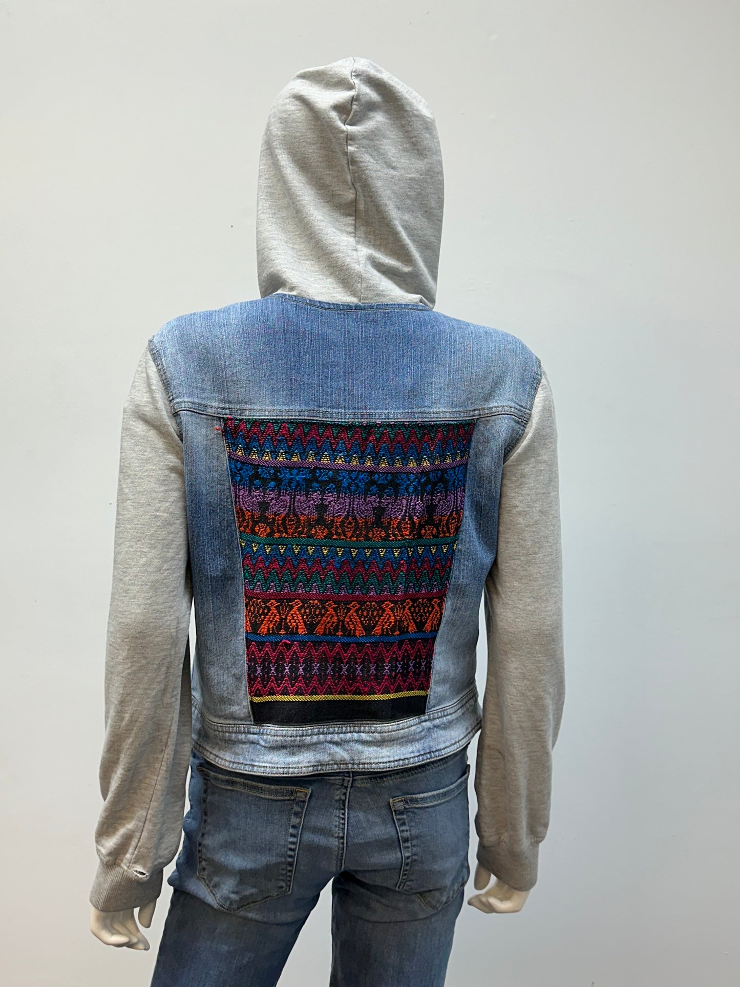 Women's Guatemalan Jean Jacket with Huipil Patchwork