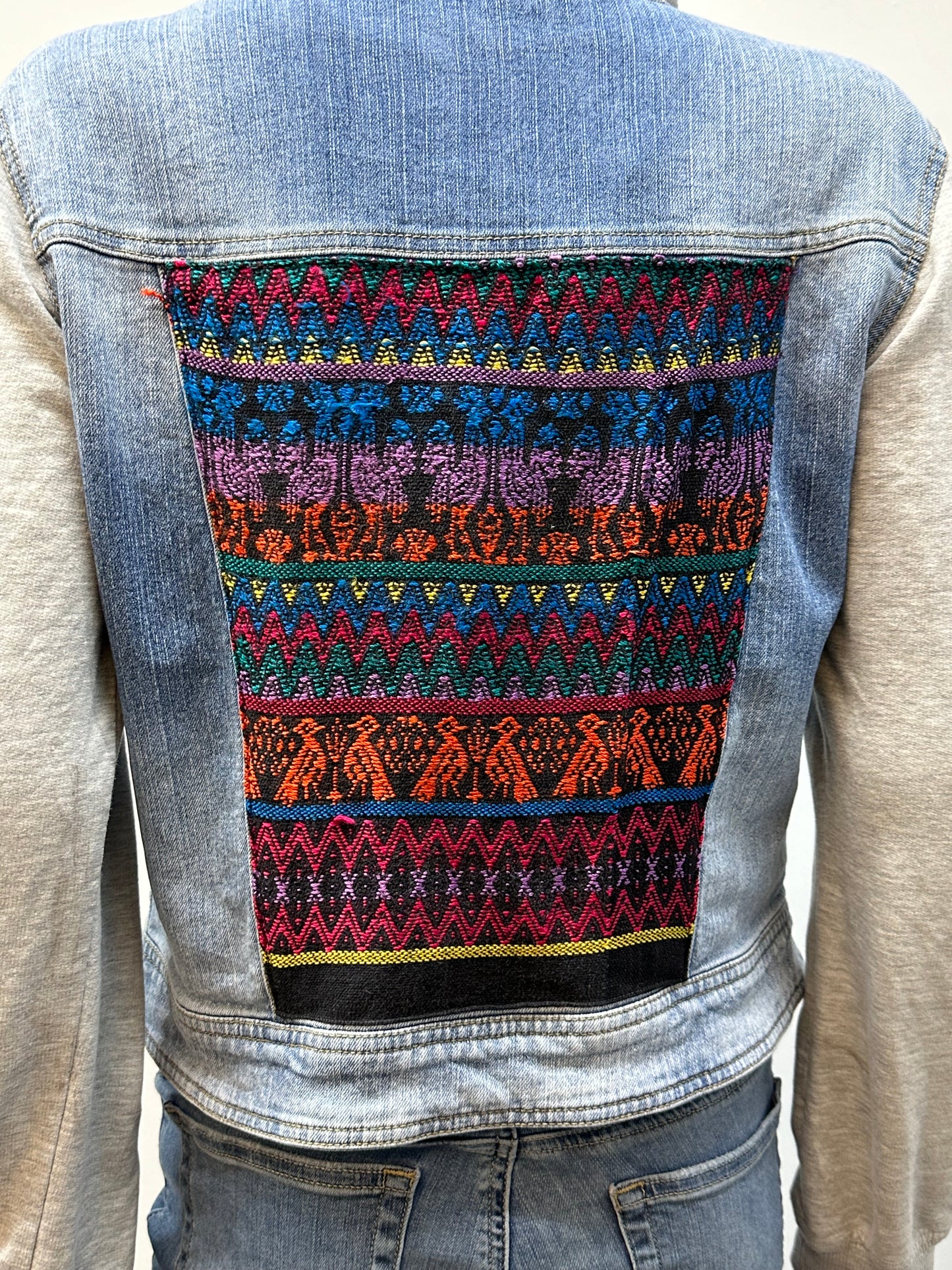 Women's Guatemalan Jean Jacket with Huipil Patchwork