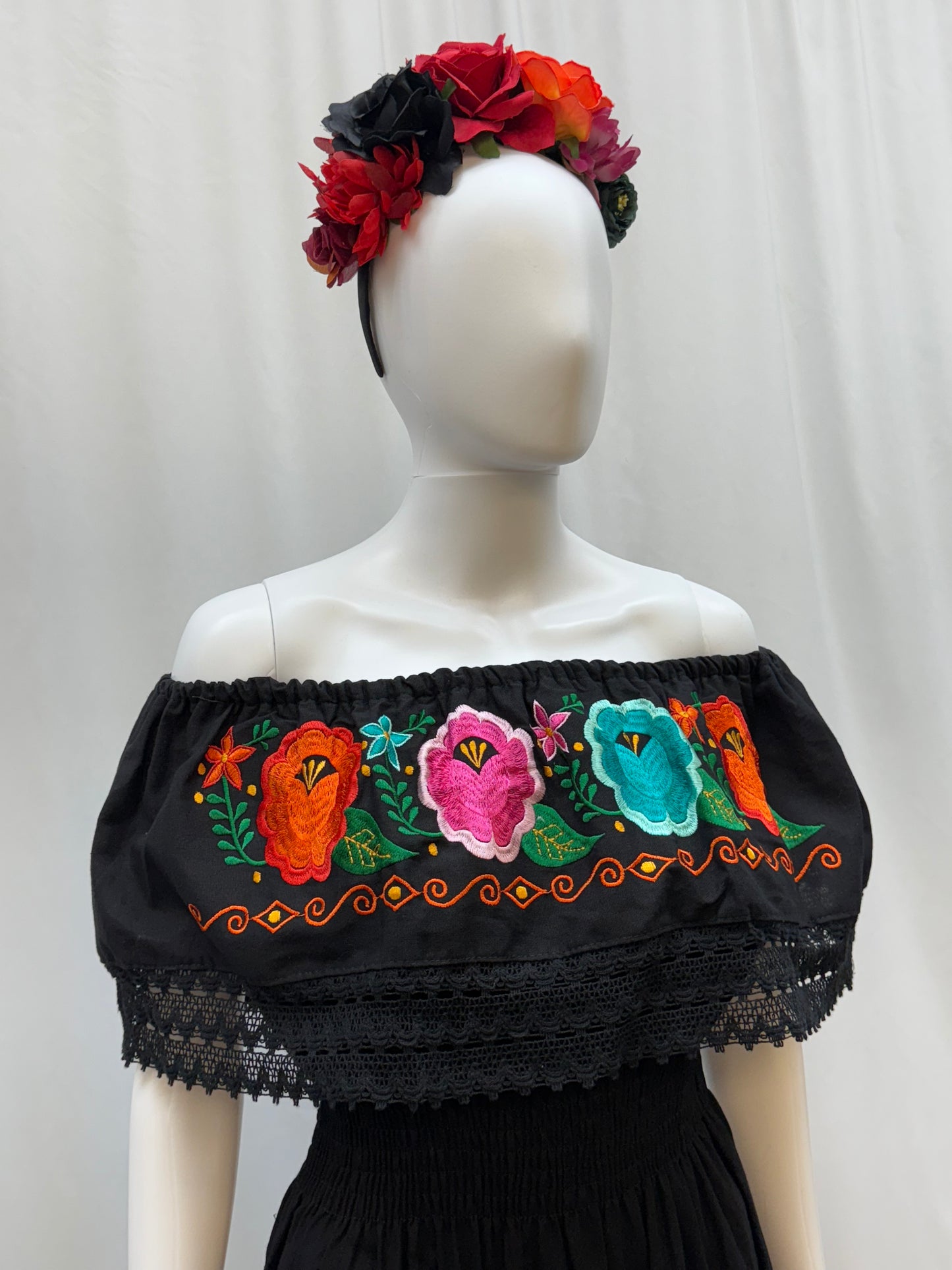Women's Mexican Catrina Embroidered Dress – Tikal Fashions Women's Mexican Catrina Embroidered Dress – Tikal Fashions
