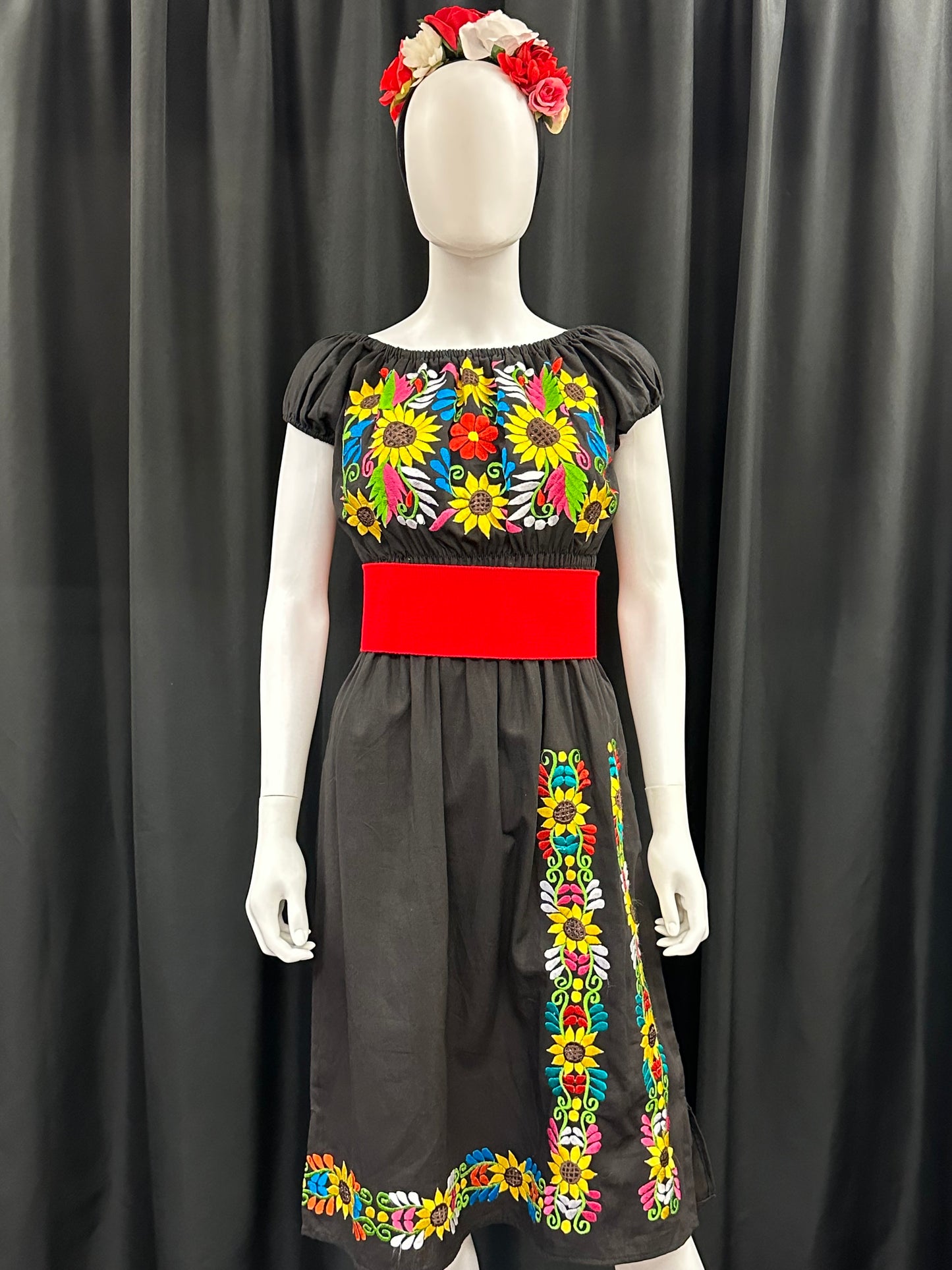 Women's Guatemalan Embroidered Dress with Elastic Waist