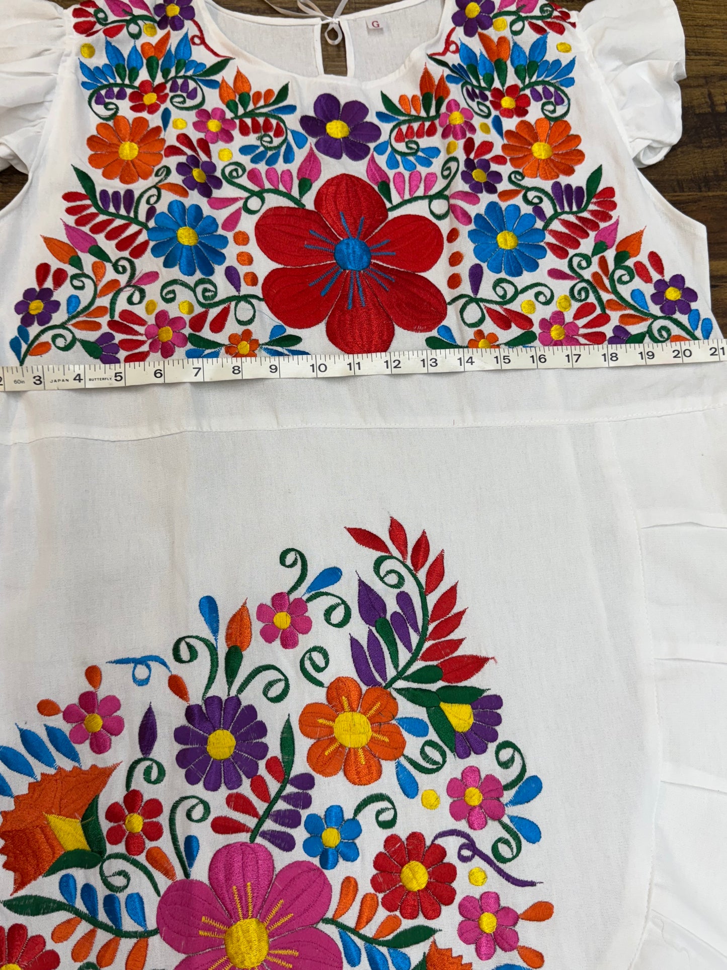 Women's Mexican Embroidered Dress with Slit