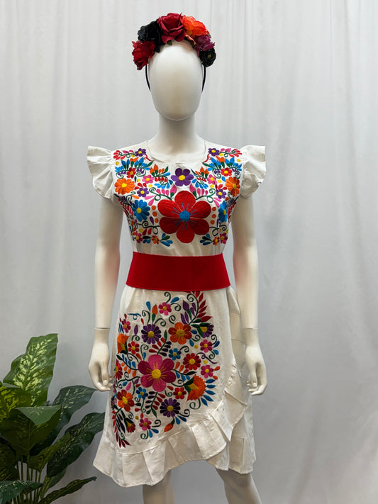 Women's Mexican Embroidered Dress with Slit