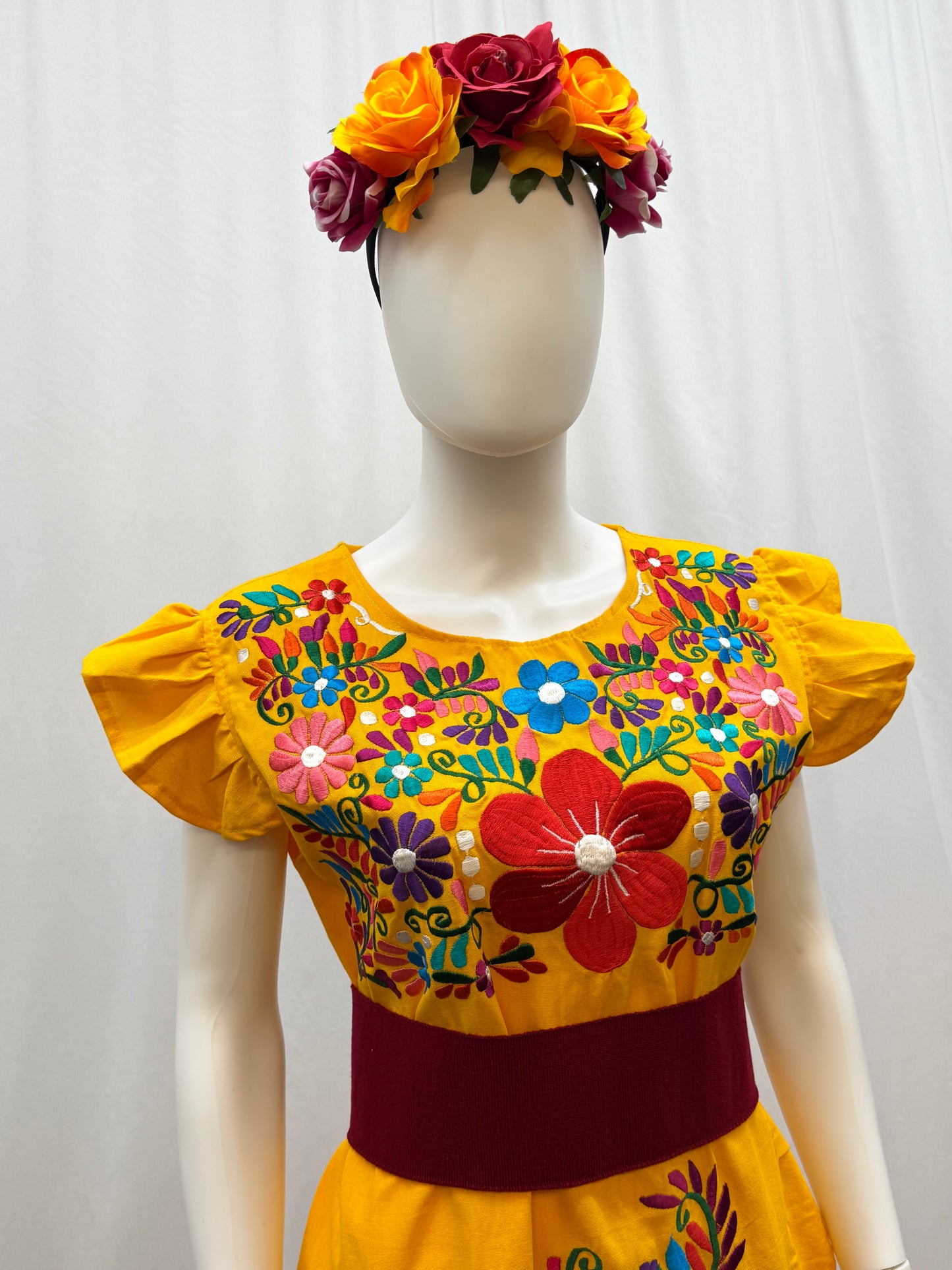 Women's Mexican Embroidered Dress with Slit
