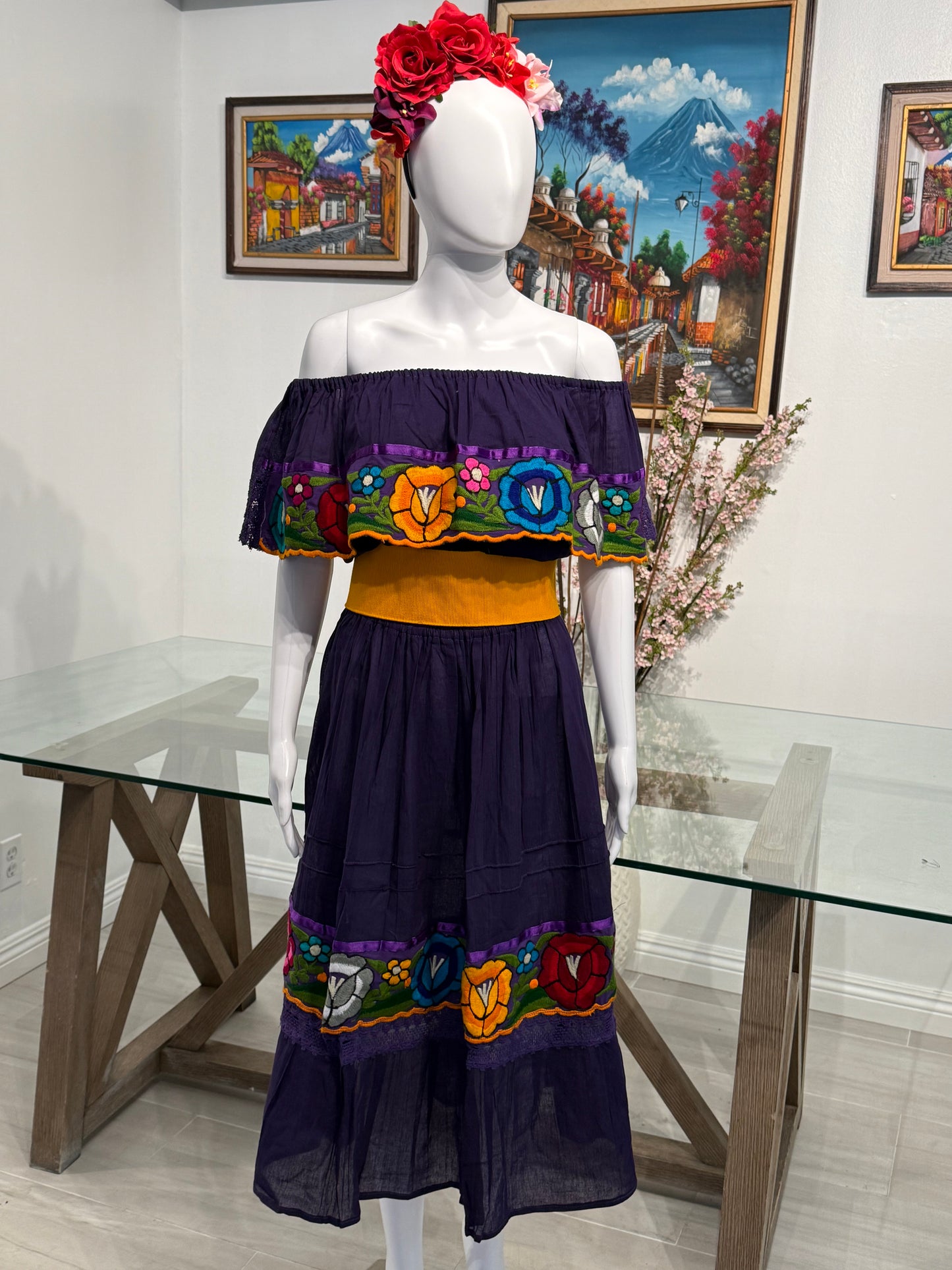 Women's Mexican Embroidered Off the Shoulder Dress