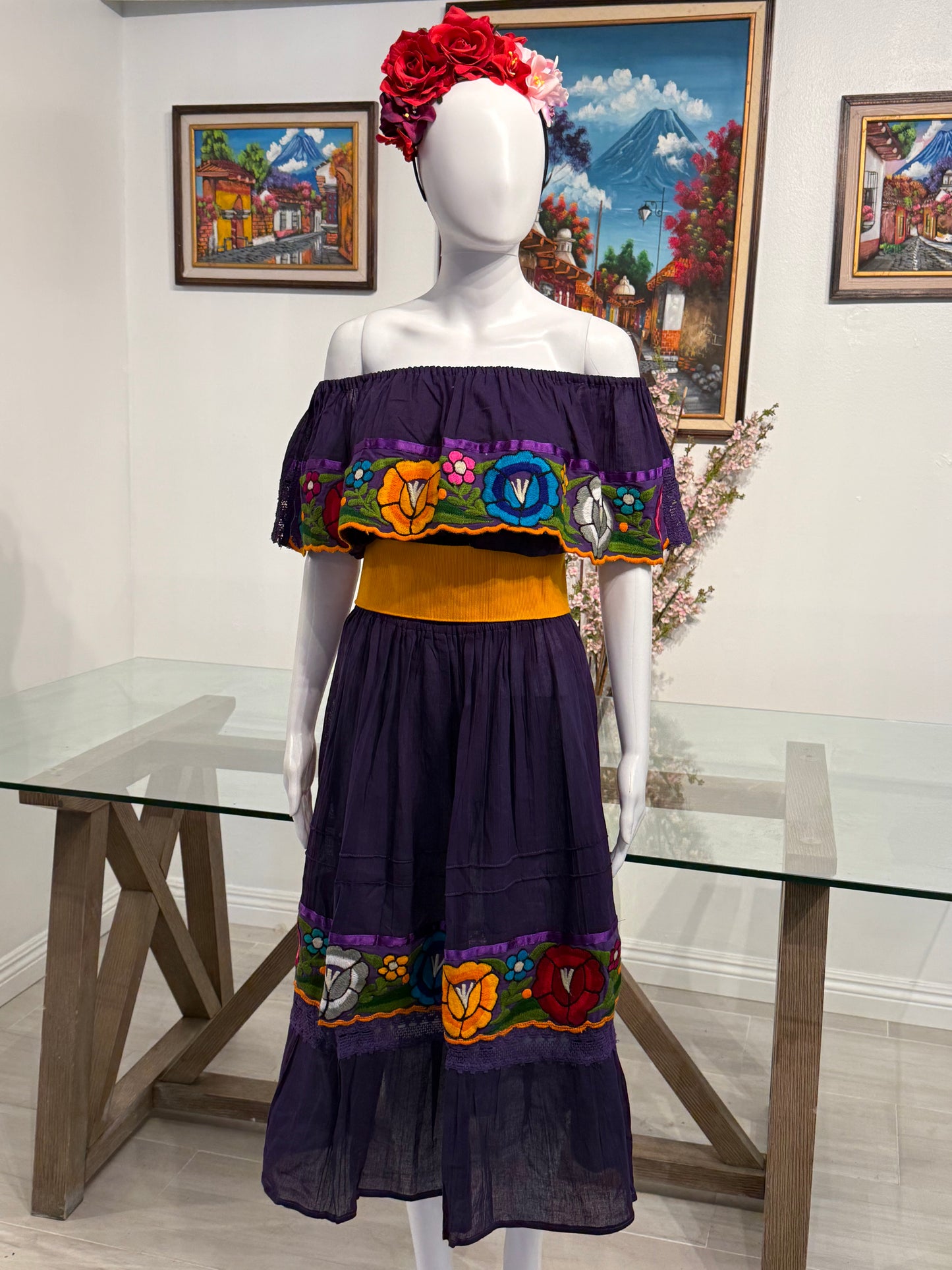 Women's Mexican Embroidered Off the Shoulder Dress