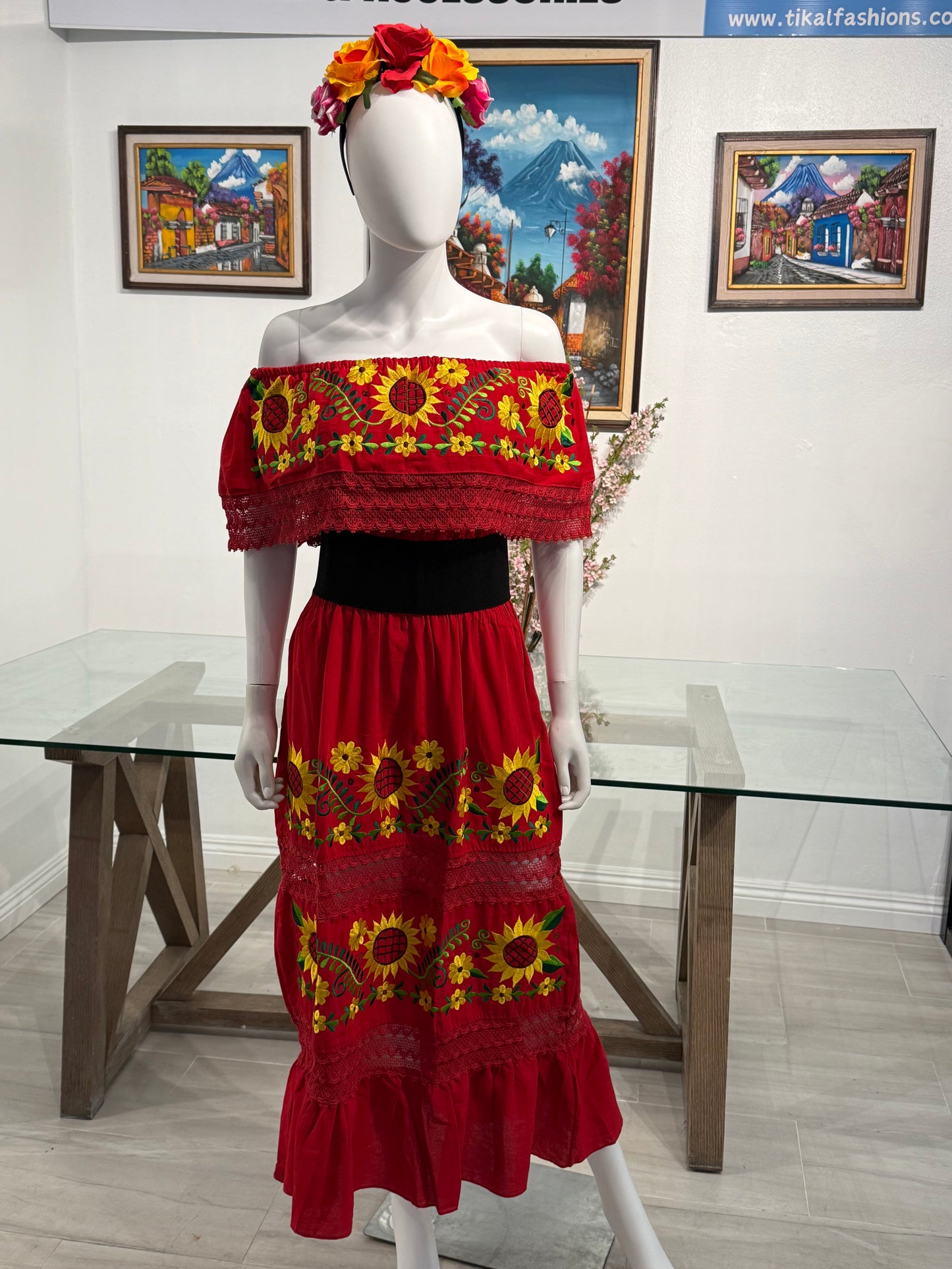 Women's Mexican Embroidered Off the Shoulder Dress